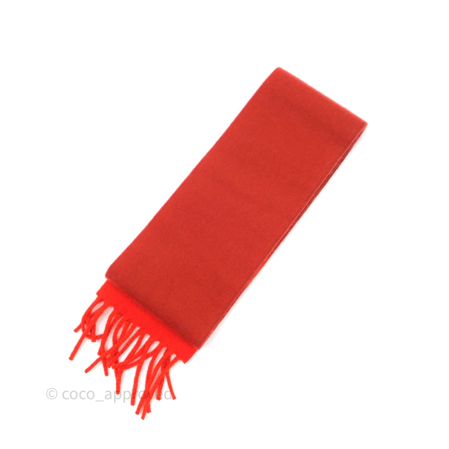 Hermes Cashmere Allumette Muffler Scarf Capucine/ Rogue Vermillion