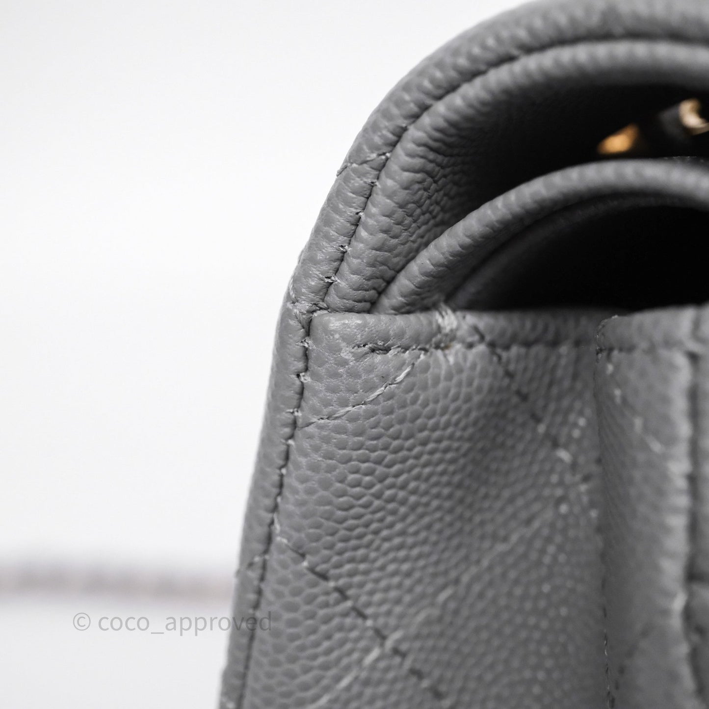 Chanel Small Classic Flap Quilted Grey Caviar Gold Hardware 20C