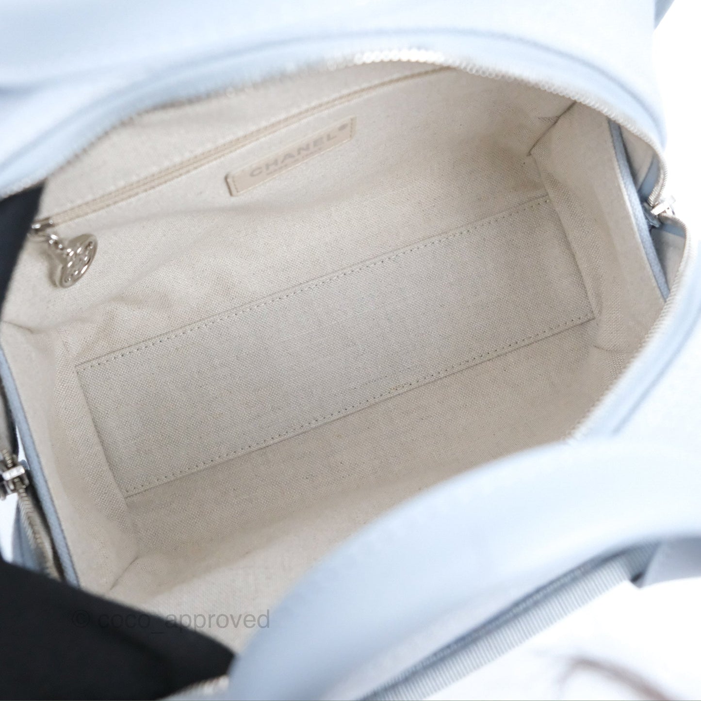 Chanel Deauville Bowling Bag Light Blue Silver Hardware 22c