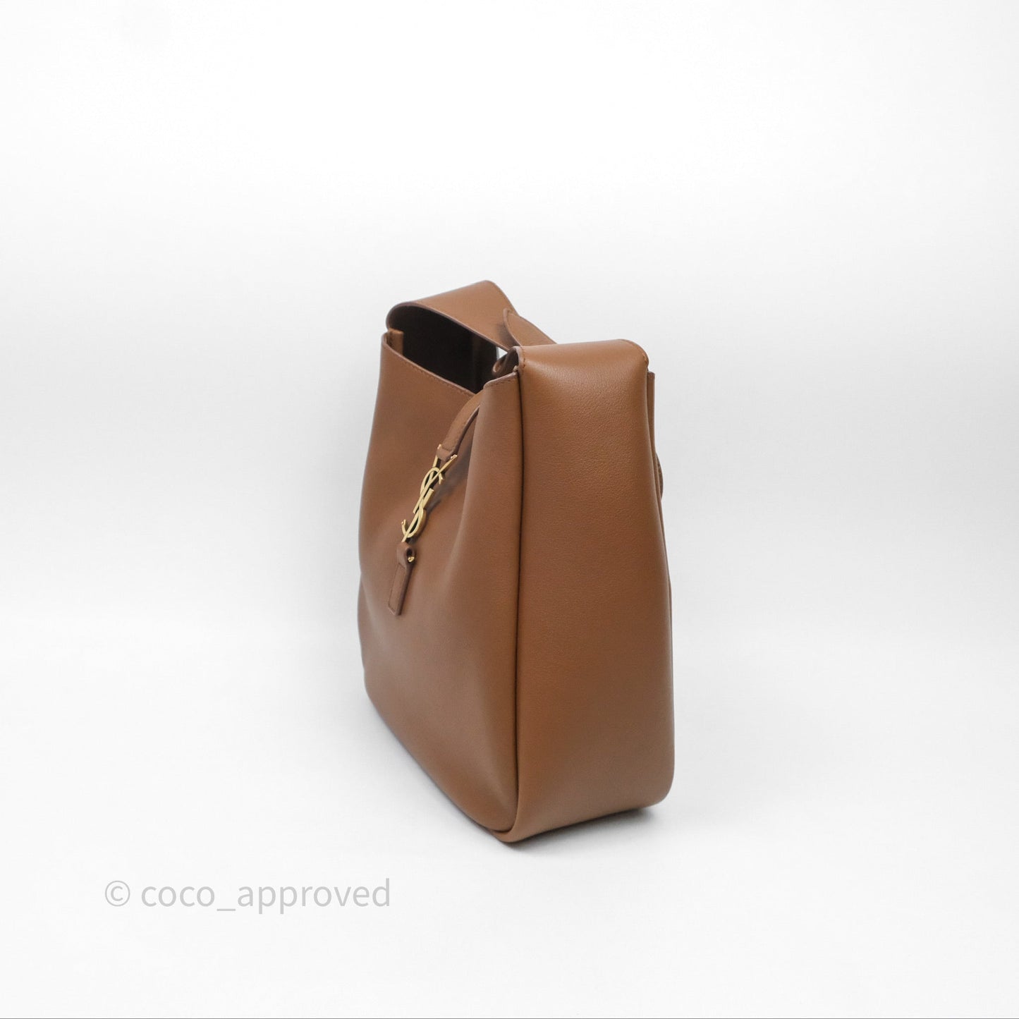 Saint Laurent LE 5 à 7 Supple Small Brown Grained Leather Gold Hardware