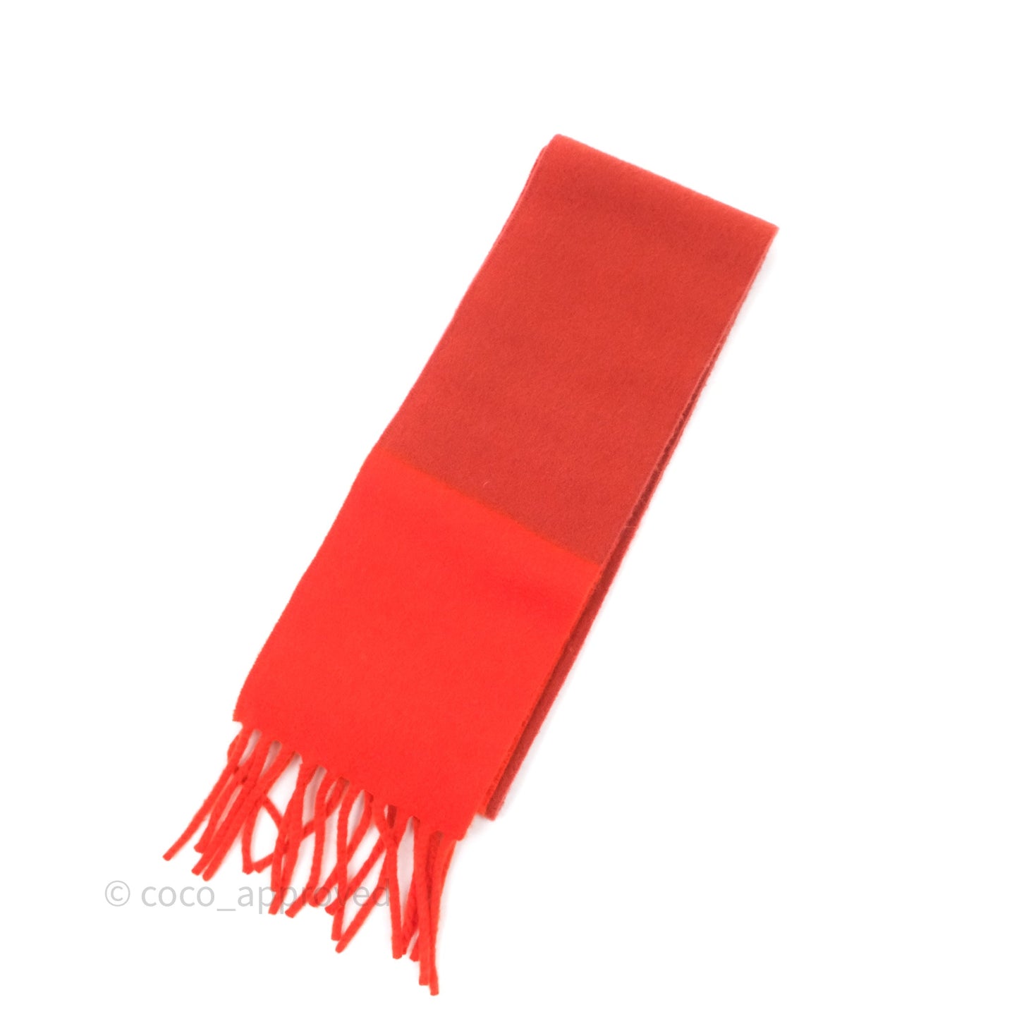 Hermes Cashmere Allumette Muffler Scarf Capucine/ Rogue Vermillion