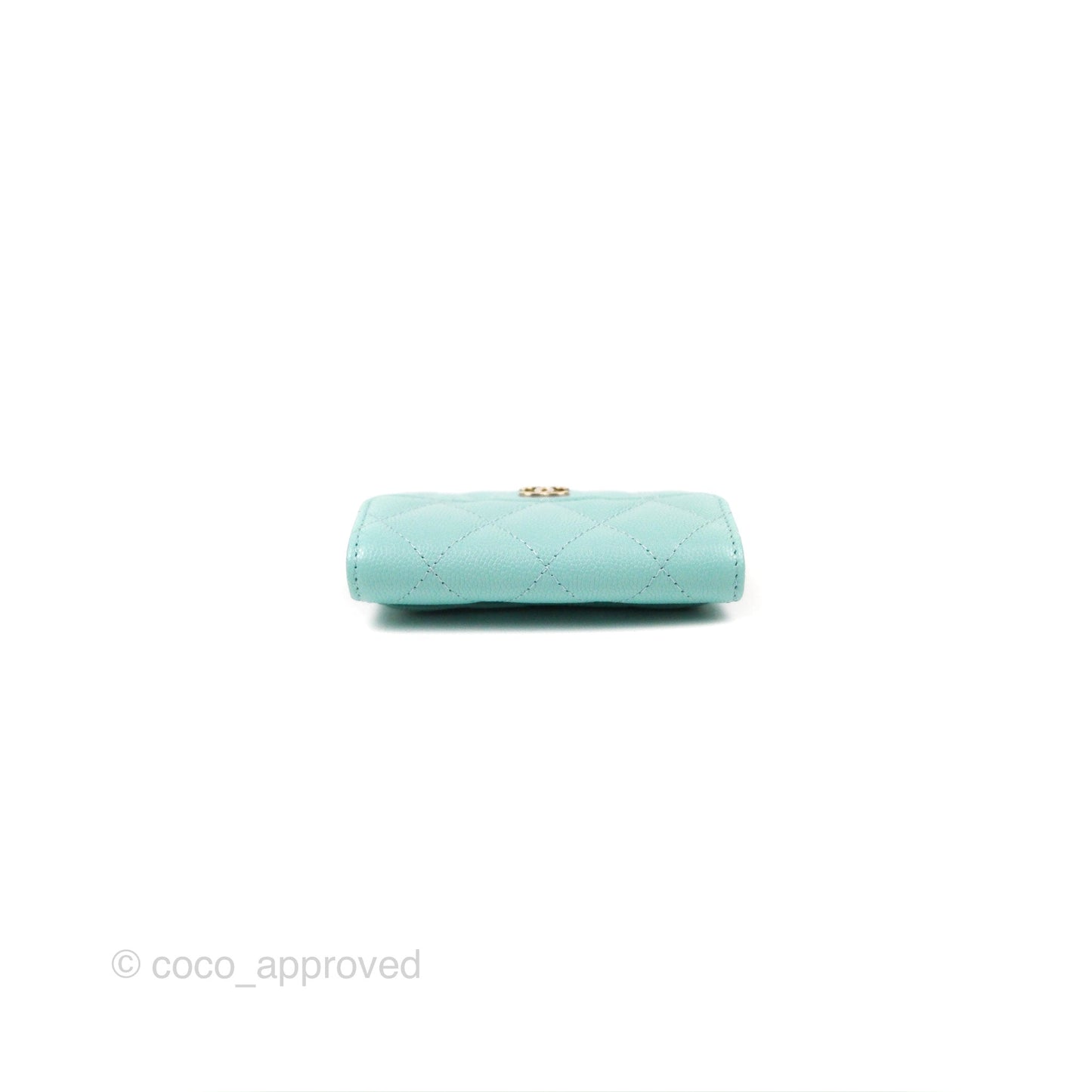 Chanel Classic Flap Coin Purse Tiffany Blue Caviar Silver Hardware