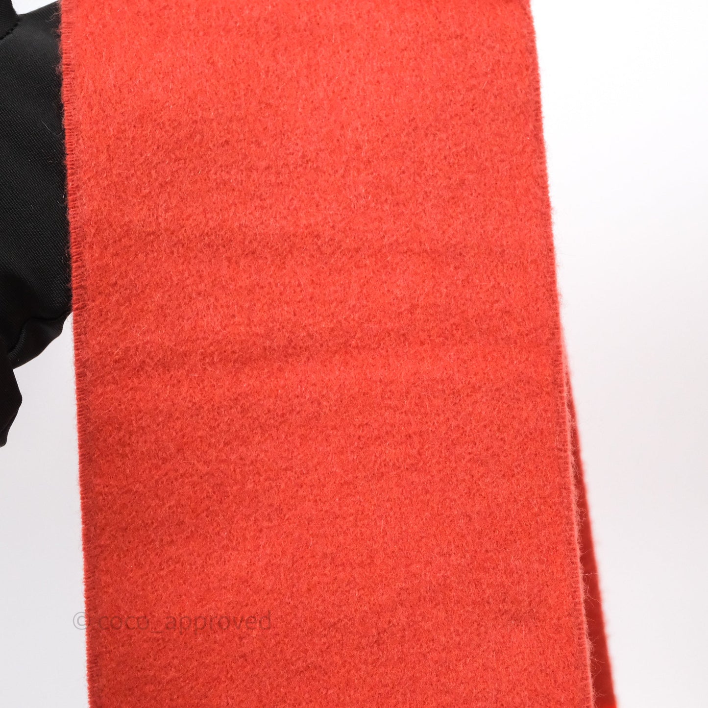 Hermes Cashmere Allumette Muffler Scarf Capucine/ Rogue Vermillion