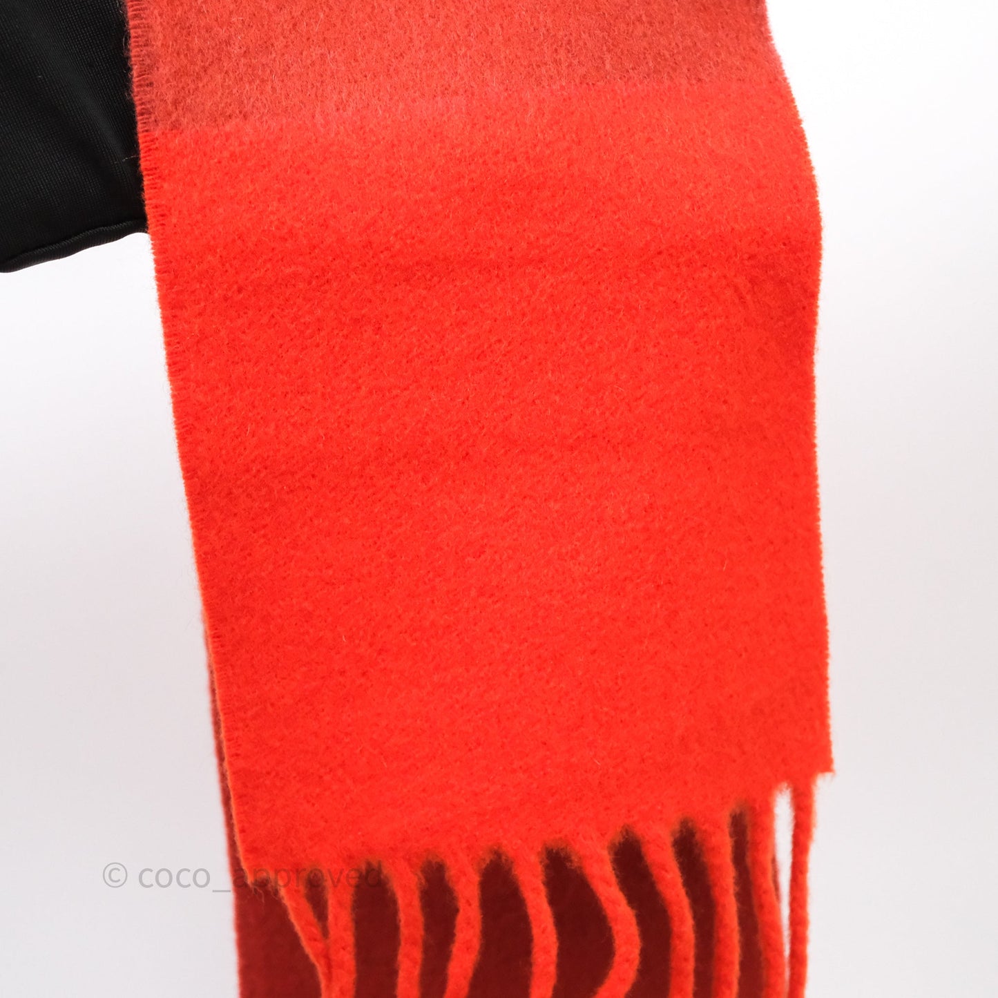 Hermes Cashmere Allumette Muffler Scarf Capucine/ Rogue Vermillion