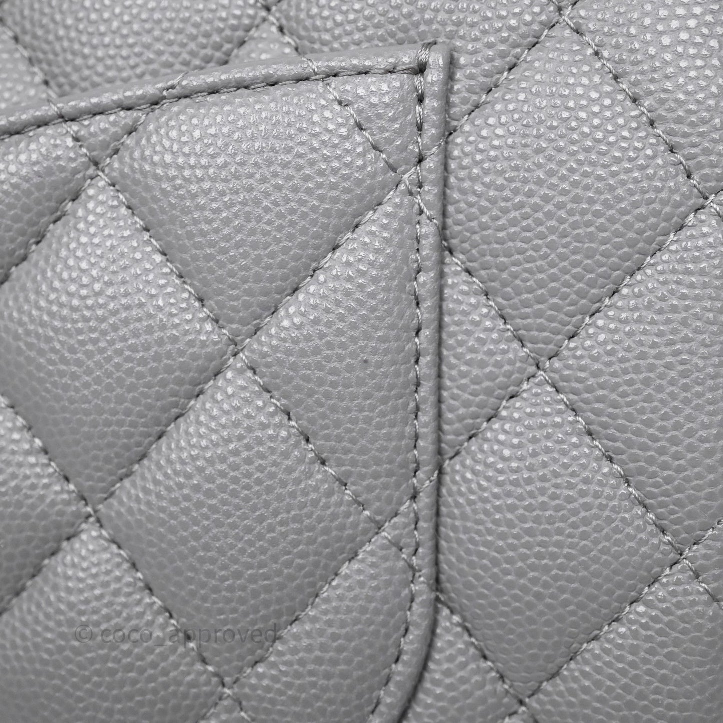 Chanel Small Classic Flap Quilted Grey Caviar Gold Hardware 20C