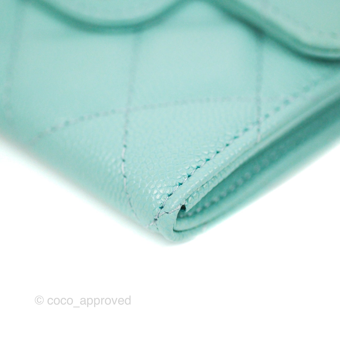 Chanel Classic Flap Coin Purse Tiffany Blue Caviar Silver Hardware