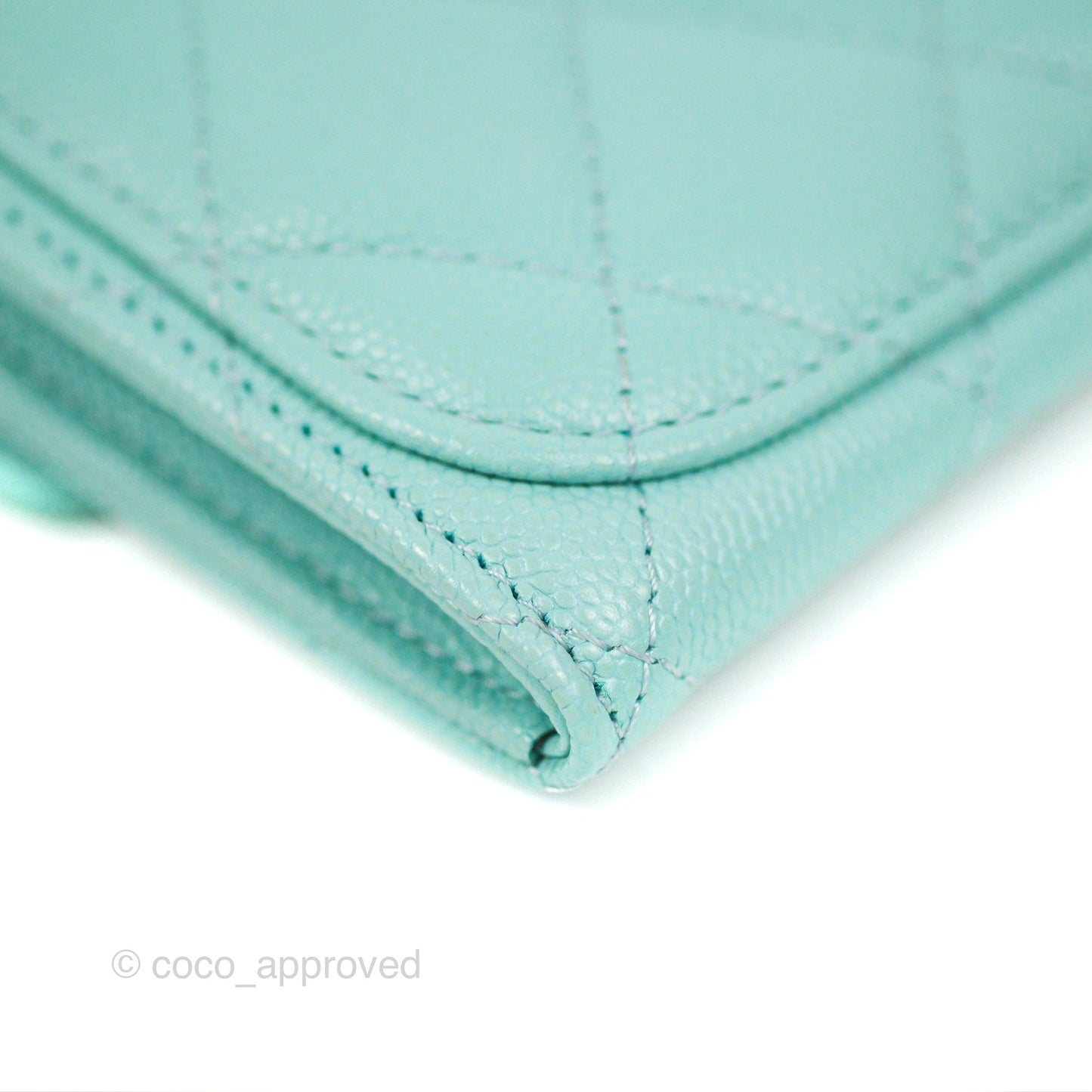 Chanel Classic Flap Coin Purse Tiffany Blue Caviar Silver Hardware