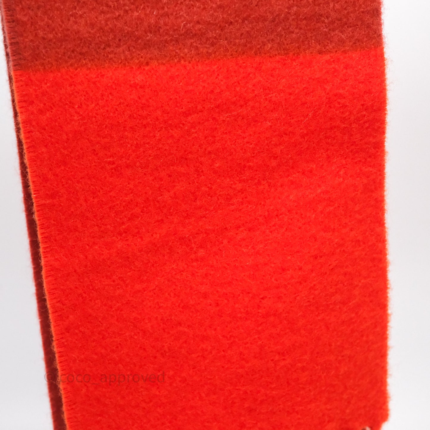 Hermes Cashmere Allumette Muffler Scarf Capucine/ Rogue Vermillion