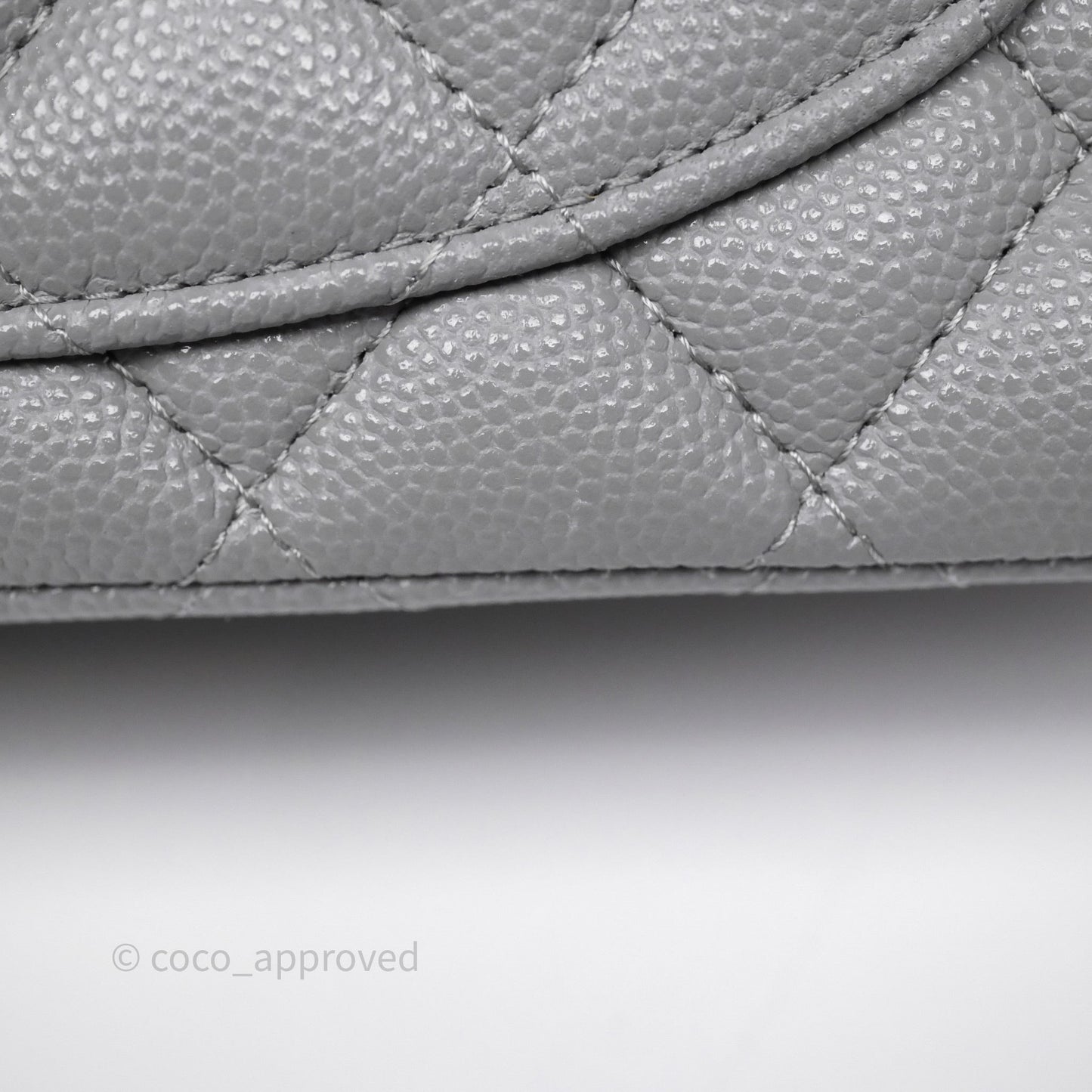 Chanel Small Classic Flap Quilted Grey Caviar Gold Hardware 20C