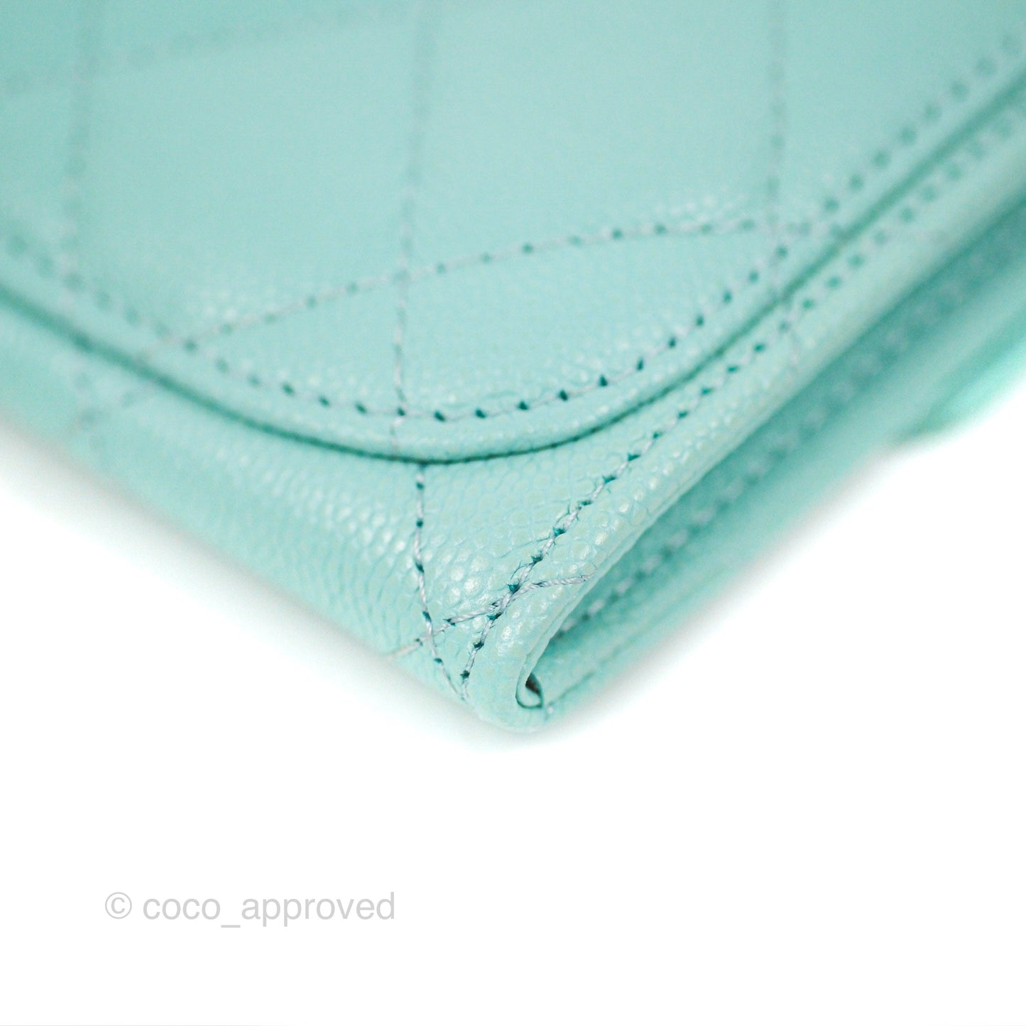 Chanel Classic Flap Coin Purse Tiffany Blue Caviar Silver Hardware