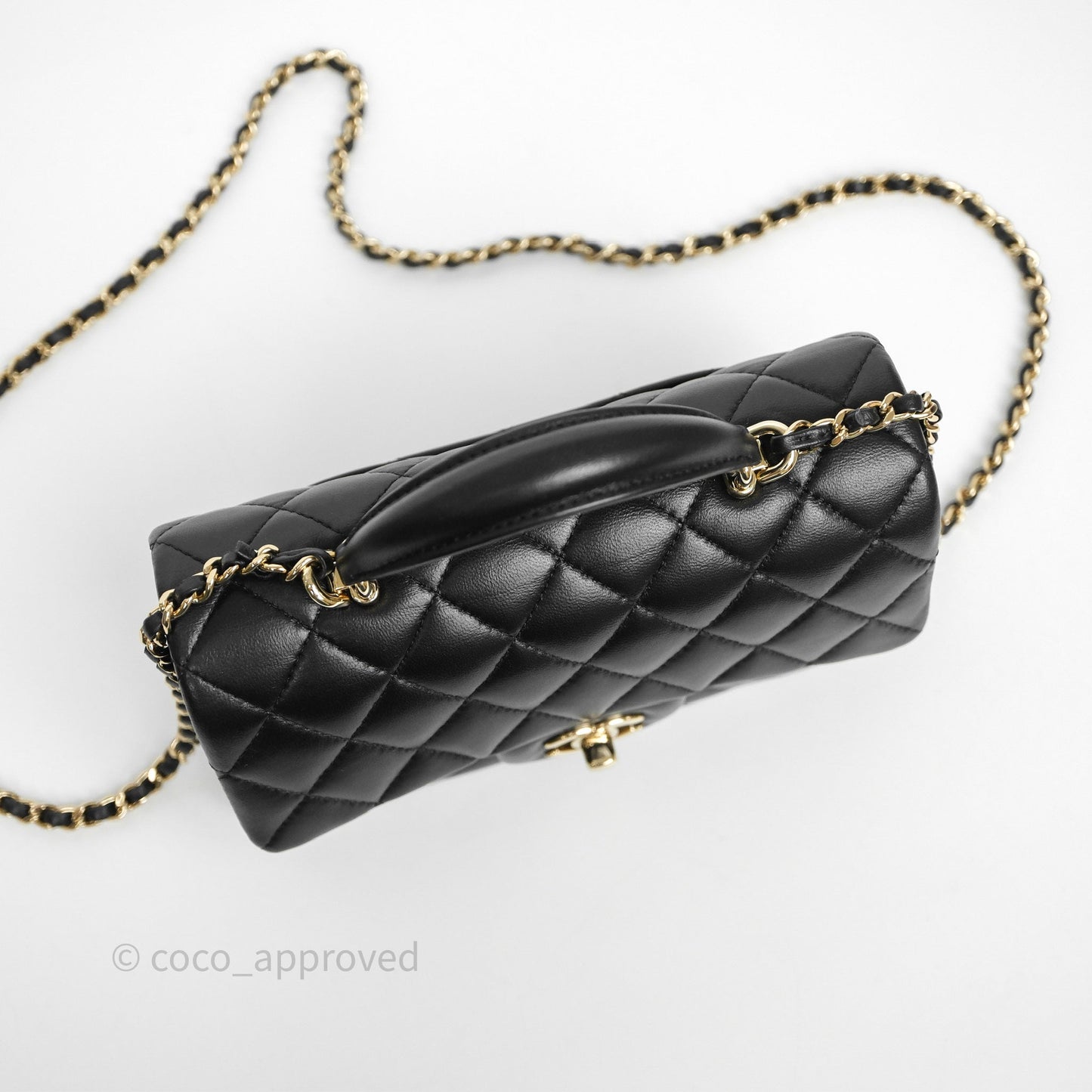 Chanel Top Handle Mini Rectangular Flap Black Lambskin Gold Hardware