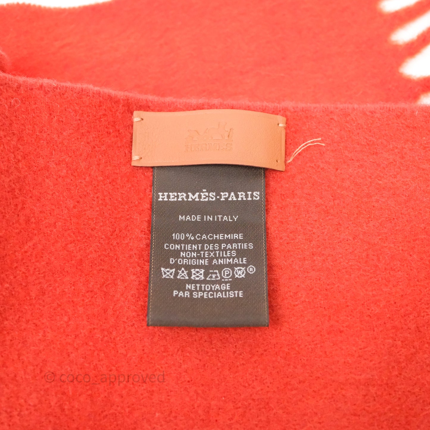 Hermes Cashmere Allumette Muffler Scarf Capucine/ Rogue Vermillion
