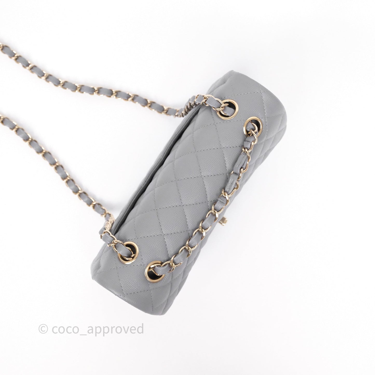 Chanel Small Classic Flap Quilted Grey Caviar Gold Hardware 20C
