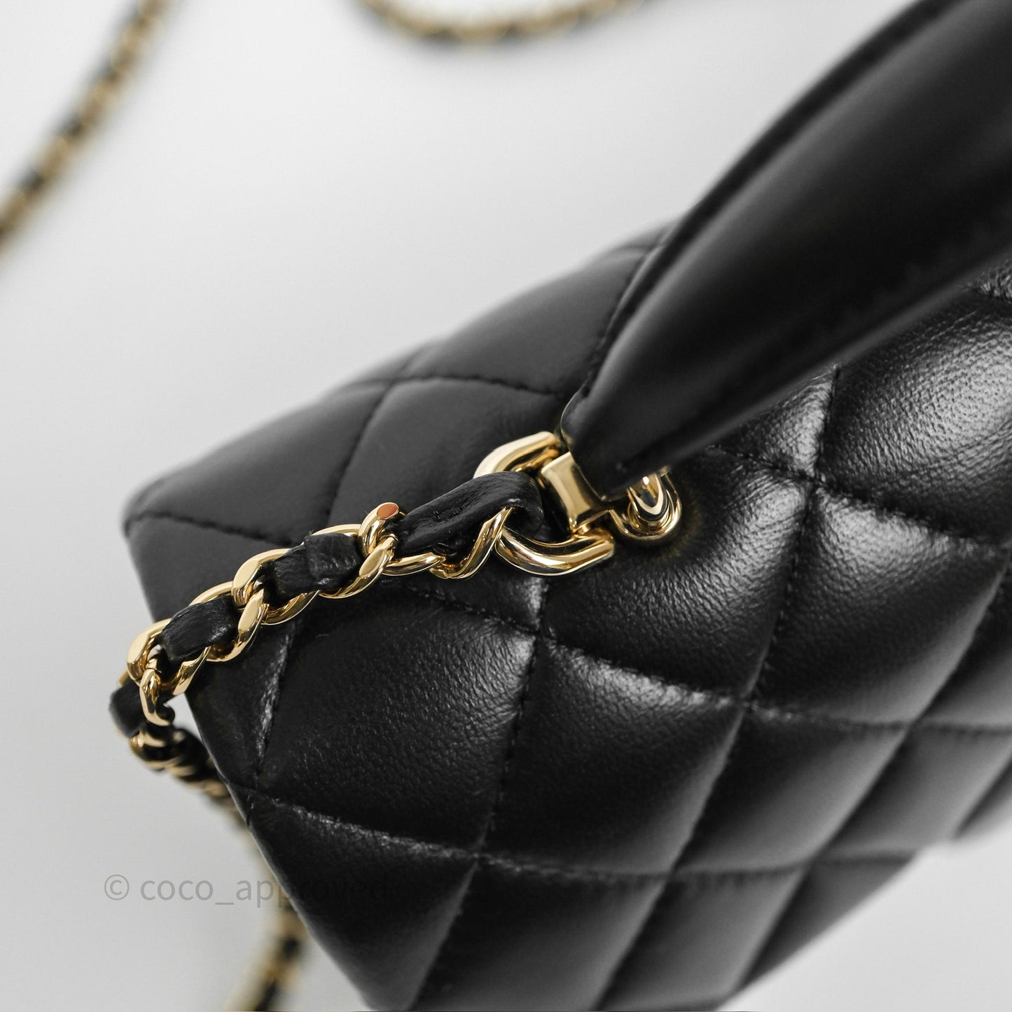 Chanel Top Handle Mini Rectangular Flap Black Lambskin Gold Hardware