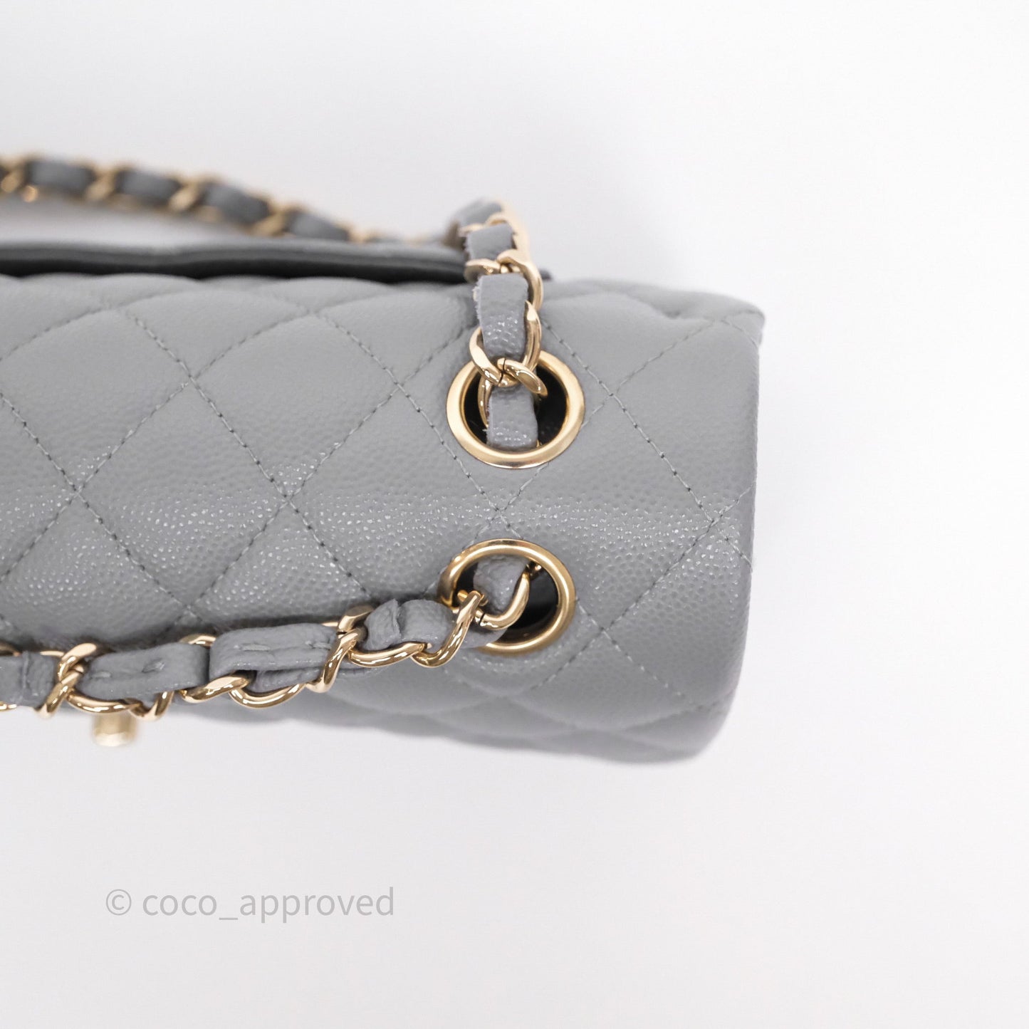 Chanel Small Classic Flap Quilted Grey Caviar Gold Hardware 20C