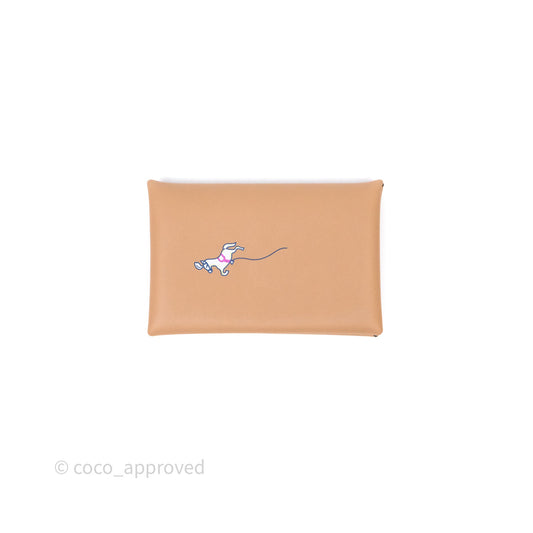 Hermes Calvi Duo Jockey Swift Card Holder 0M Chai