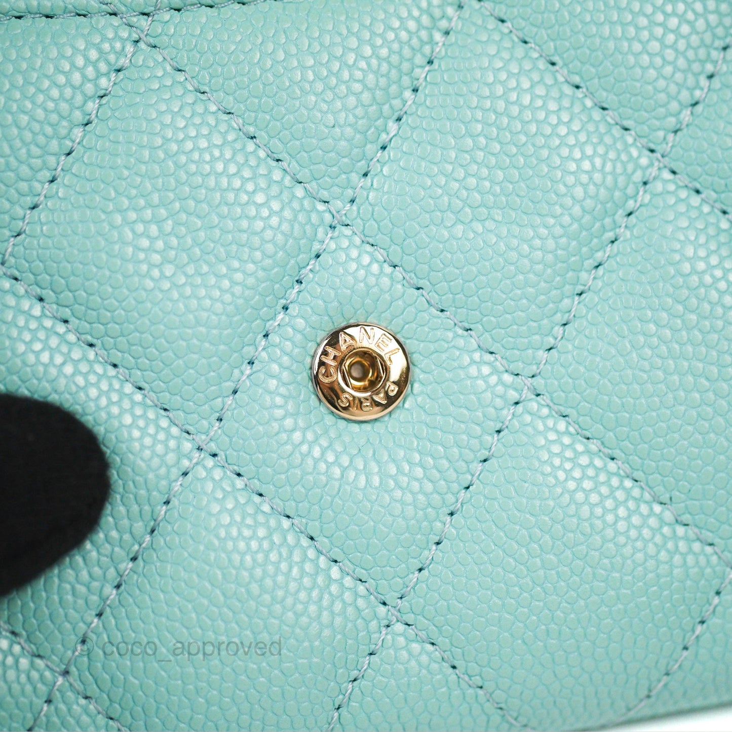 Chanel Classic Flap Coin Purse Tiffany Blue Caviar Silver Hardware