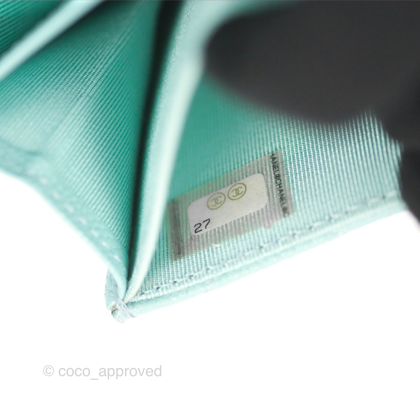 Chanel Classic Flap Coin Purse Tiffany Blue Caviar Silver Hardware