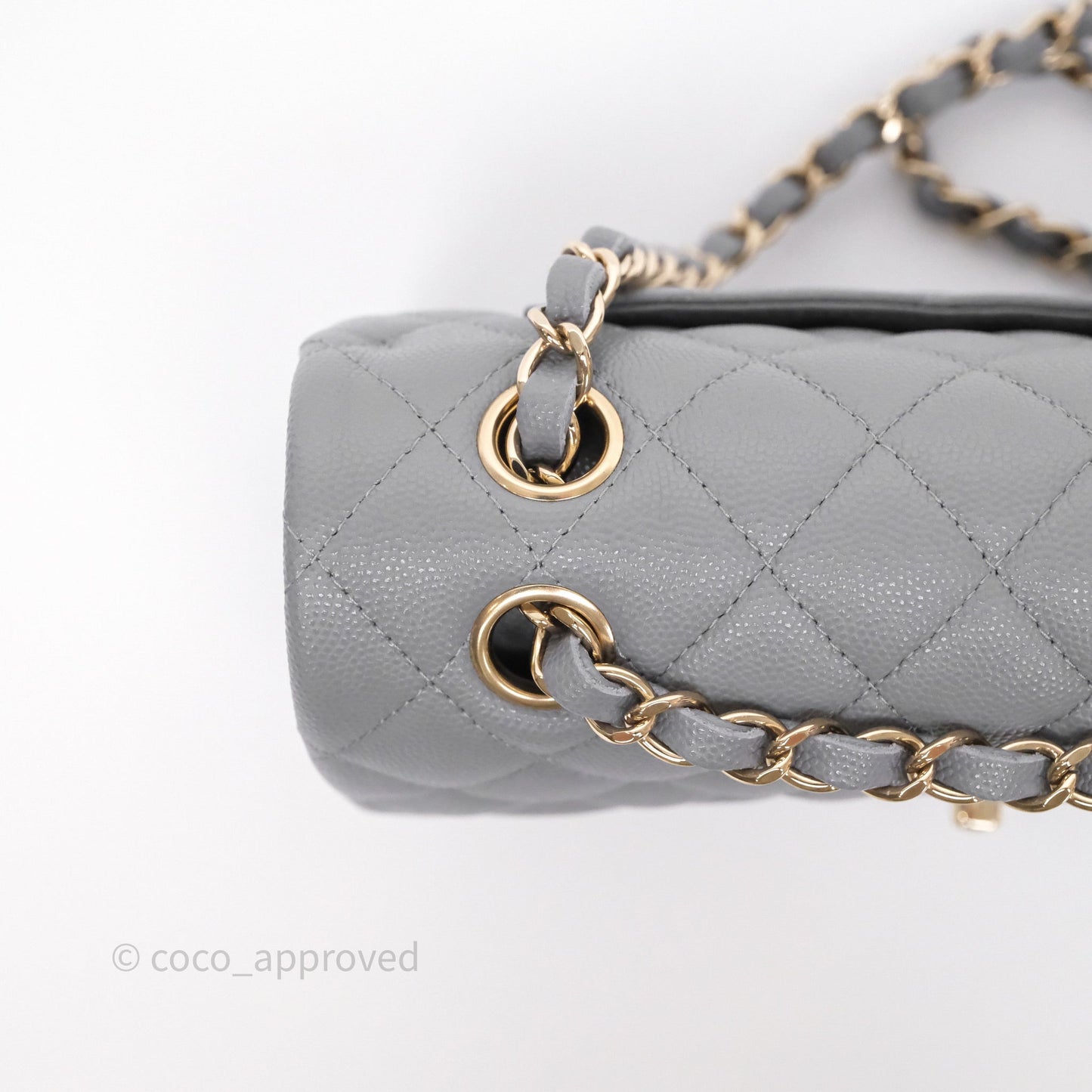 Chanel Small Classic Flap Quilted Grey Caviar Gold Hardware 20C