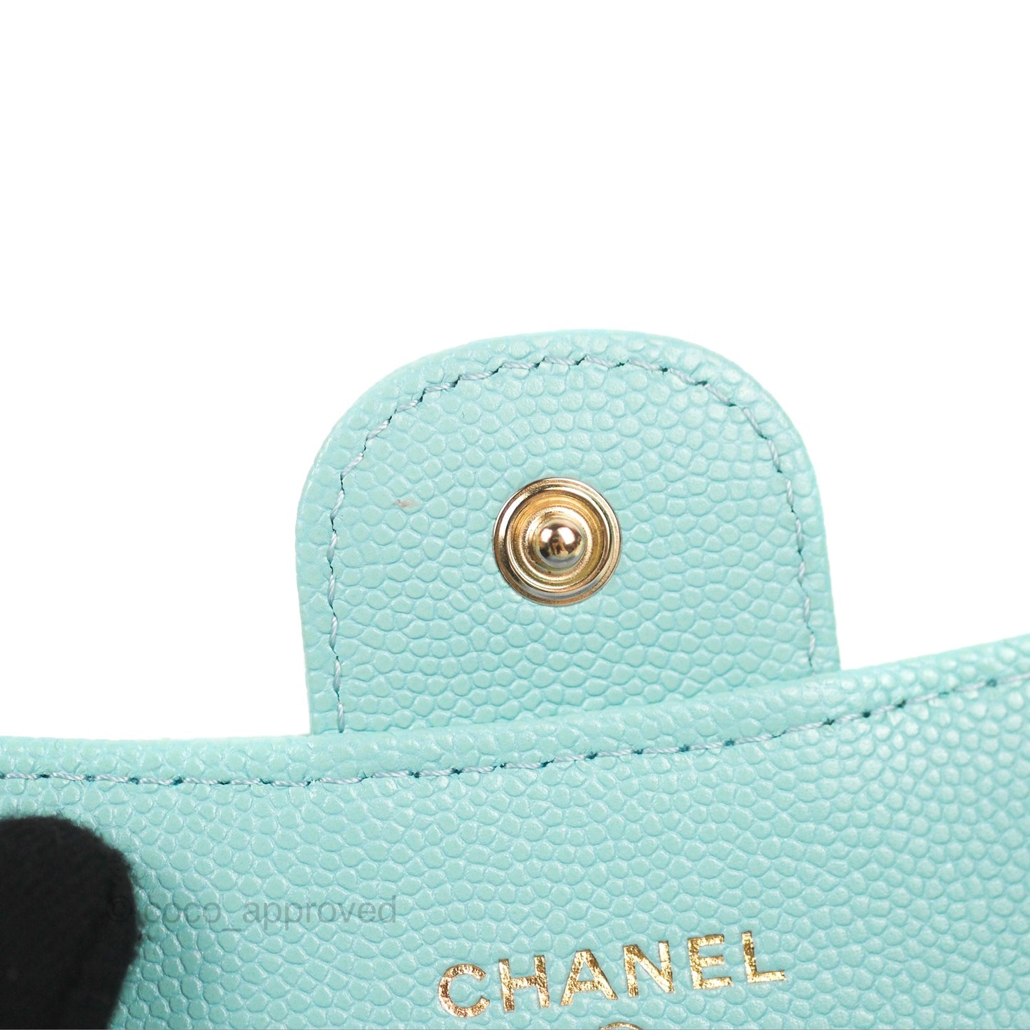 Chanel Classic Flap Coin Purse Tiffany Blue Caviar Silver Hardware