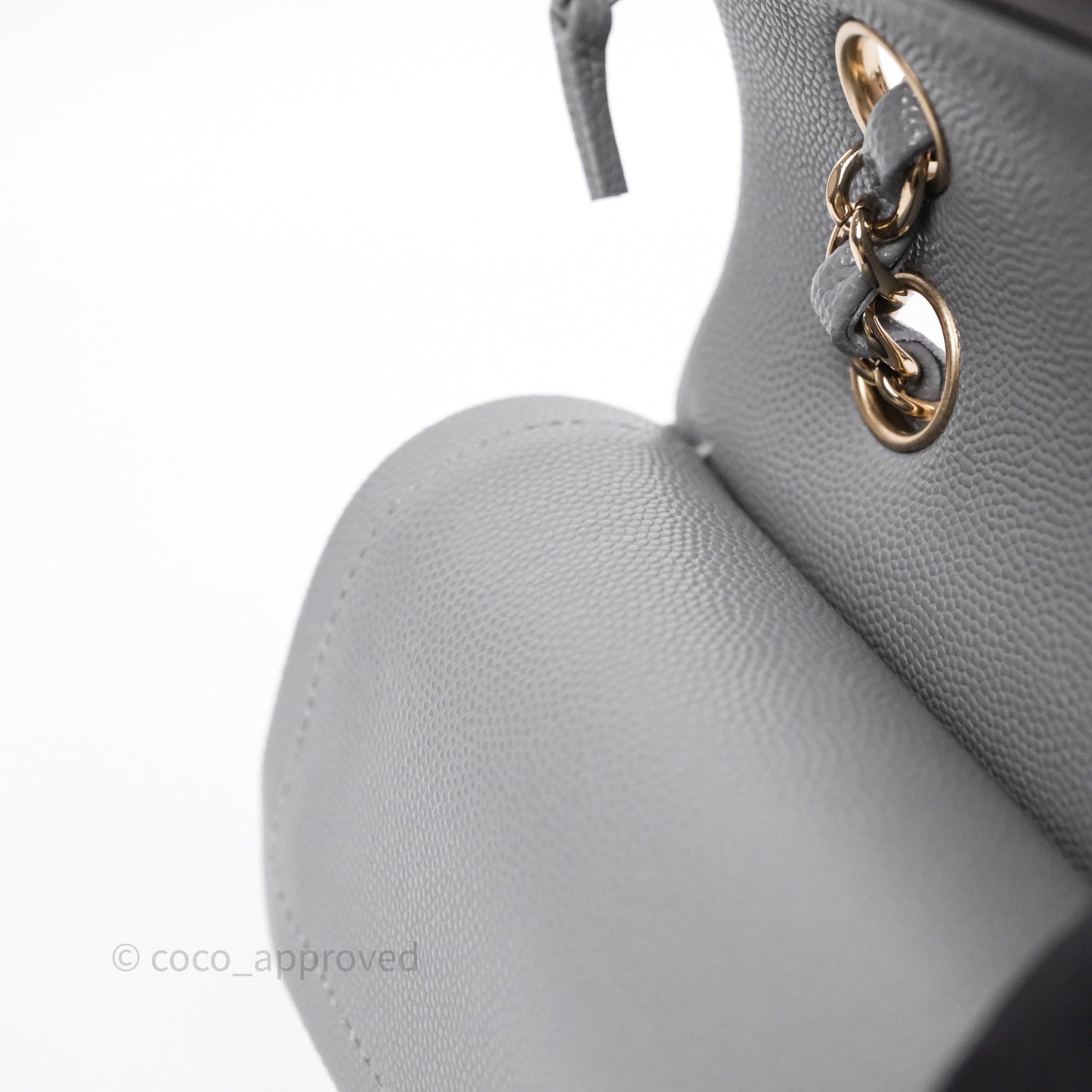 Chanel Small Classic Flap Quilted Grey Caviar Gold Hardware 20C