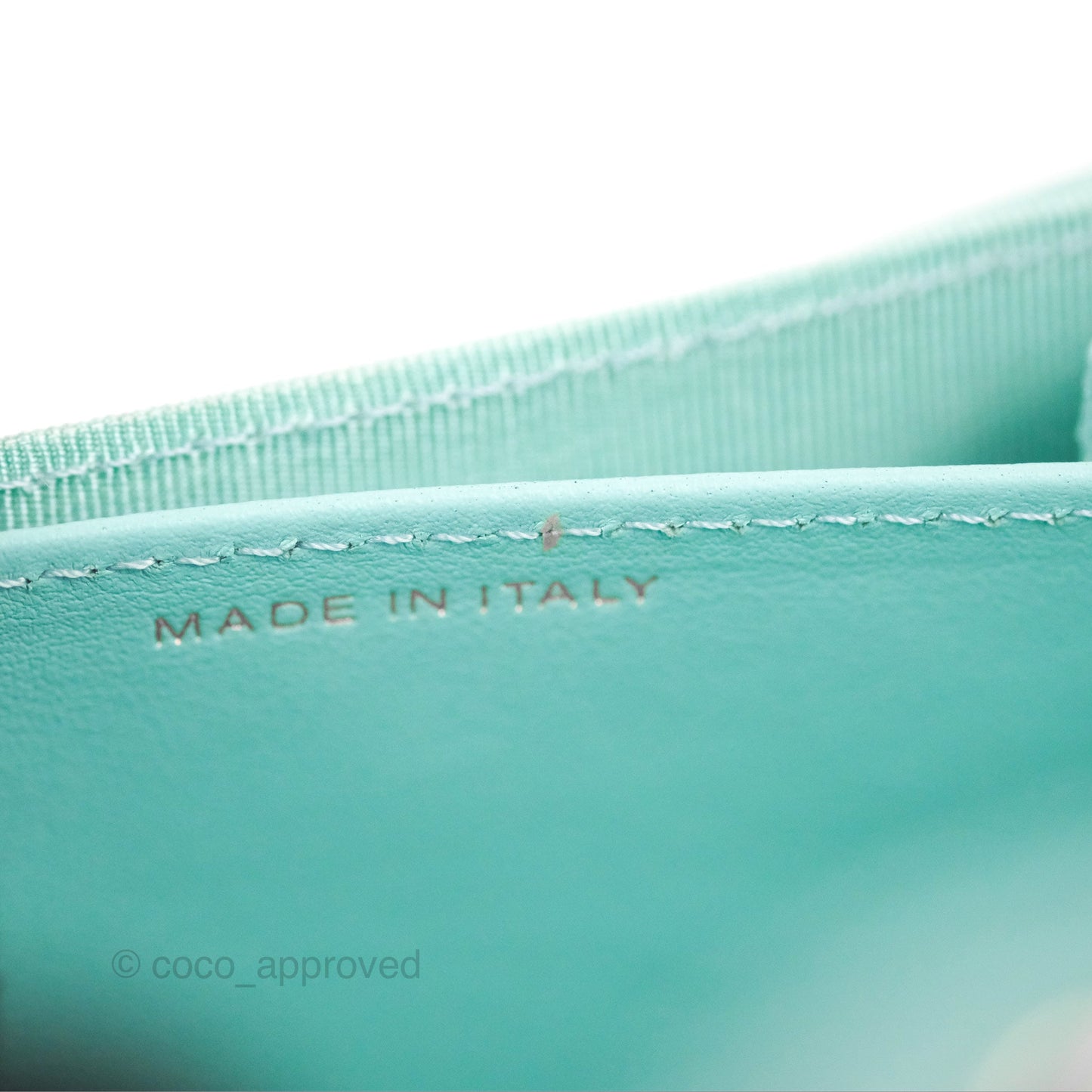 Chanel Classic Flap Coin Purse Tiffany Blue Caviar Silver Hardware