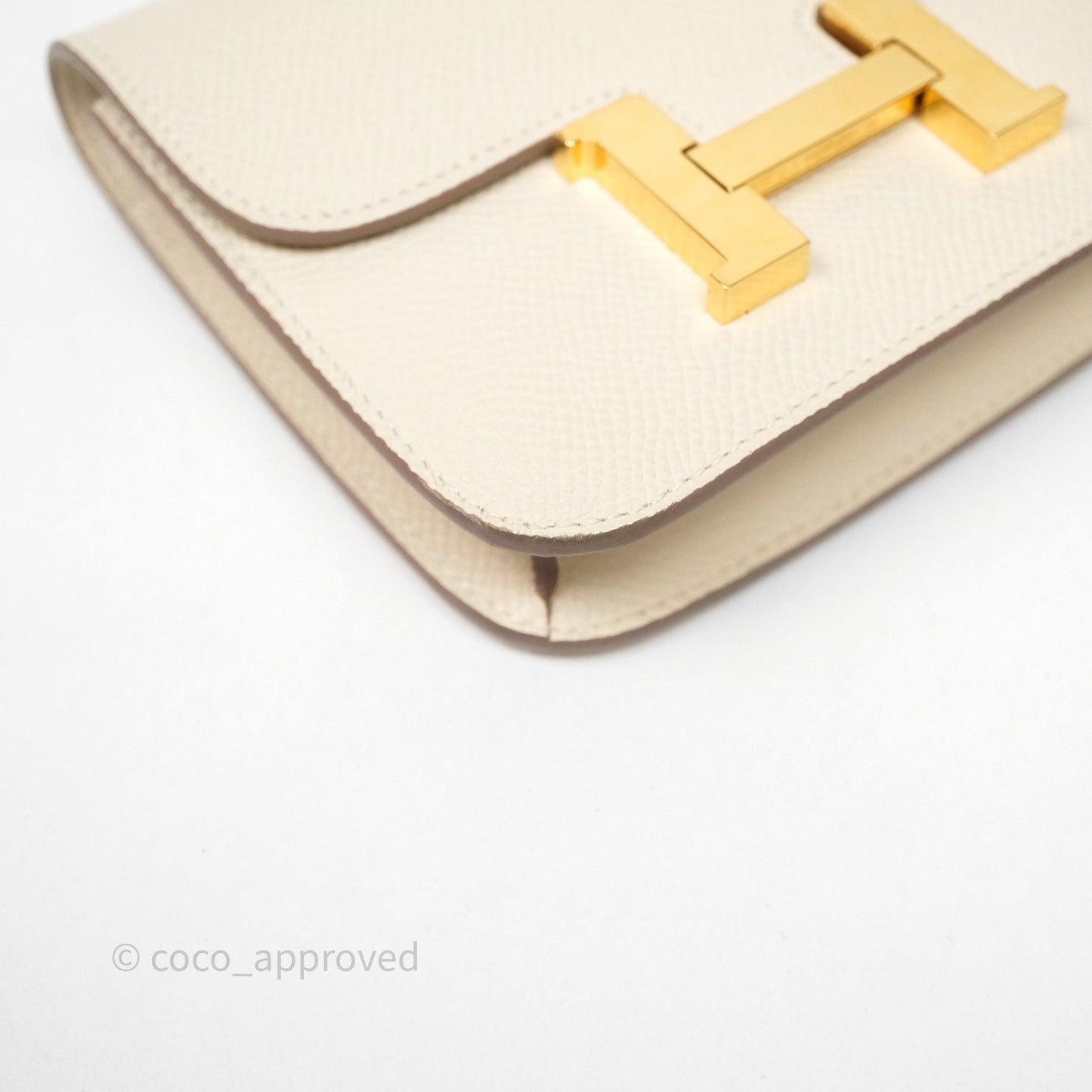 Hermès Constance Slim Wallet Craie 10 Gold Hardware