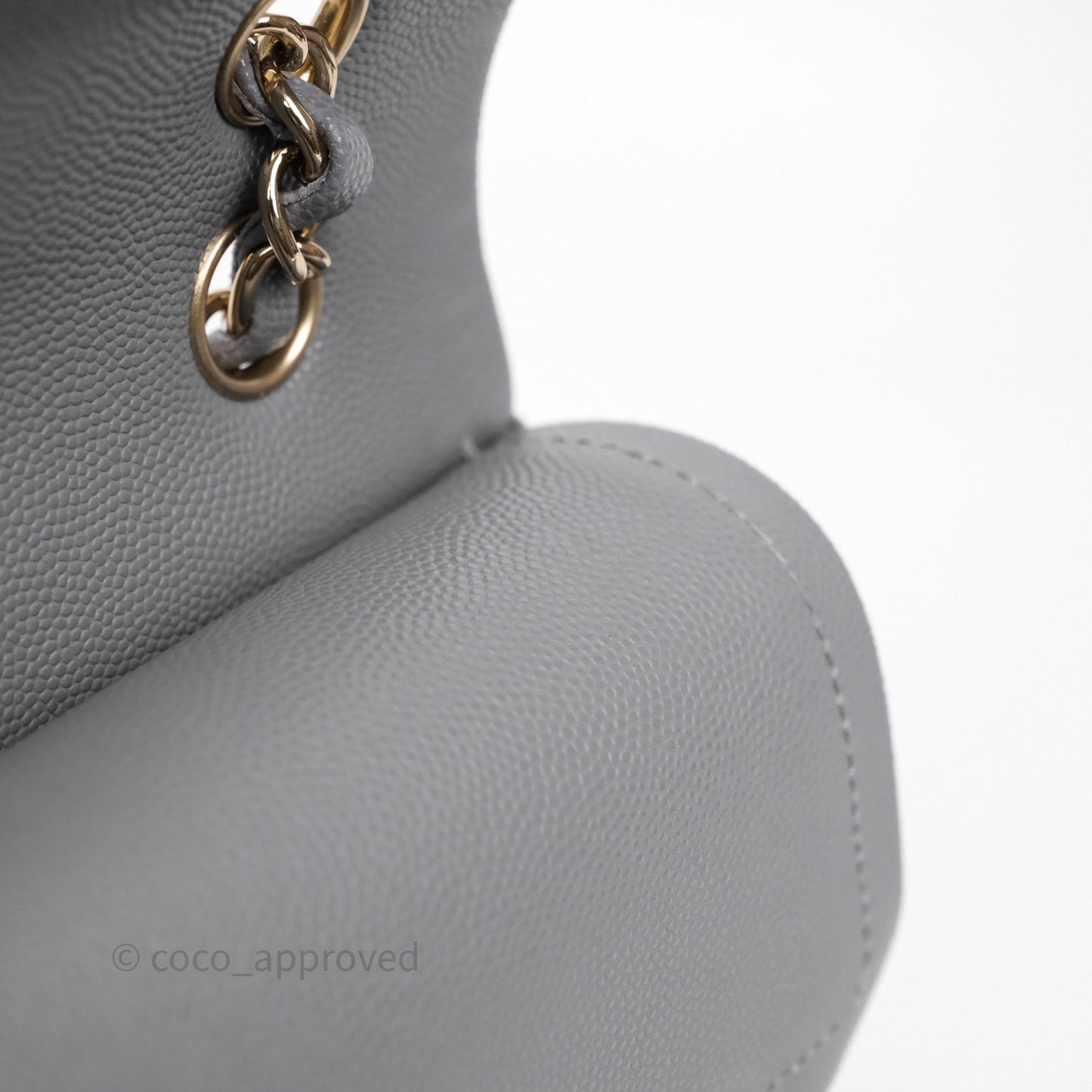 Chanel Small Classic Flap Quilted Grey Caviar Gold Hardware 20C