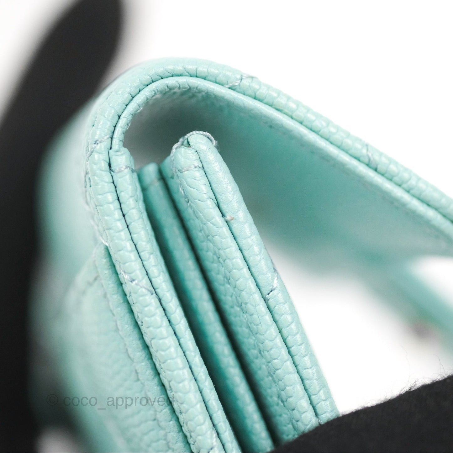 Chanel Classic Flap Coin Purse Tiffany Blue Caviar Silver Hardware