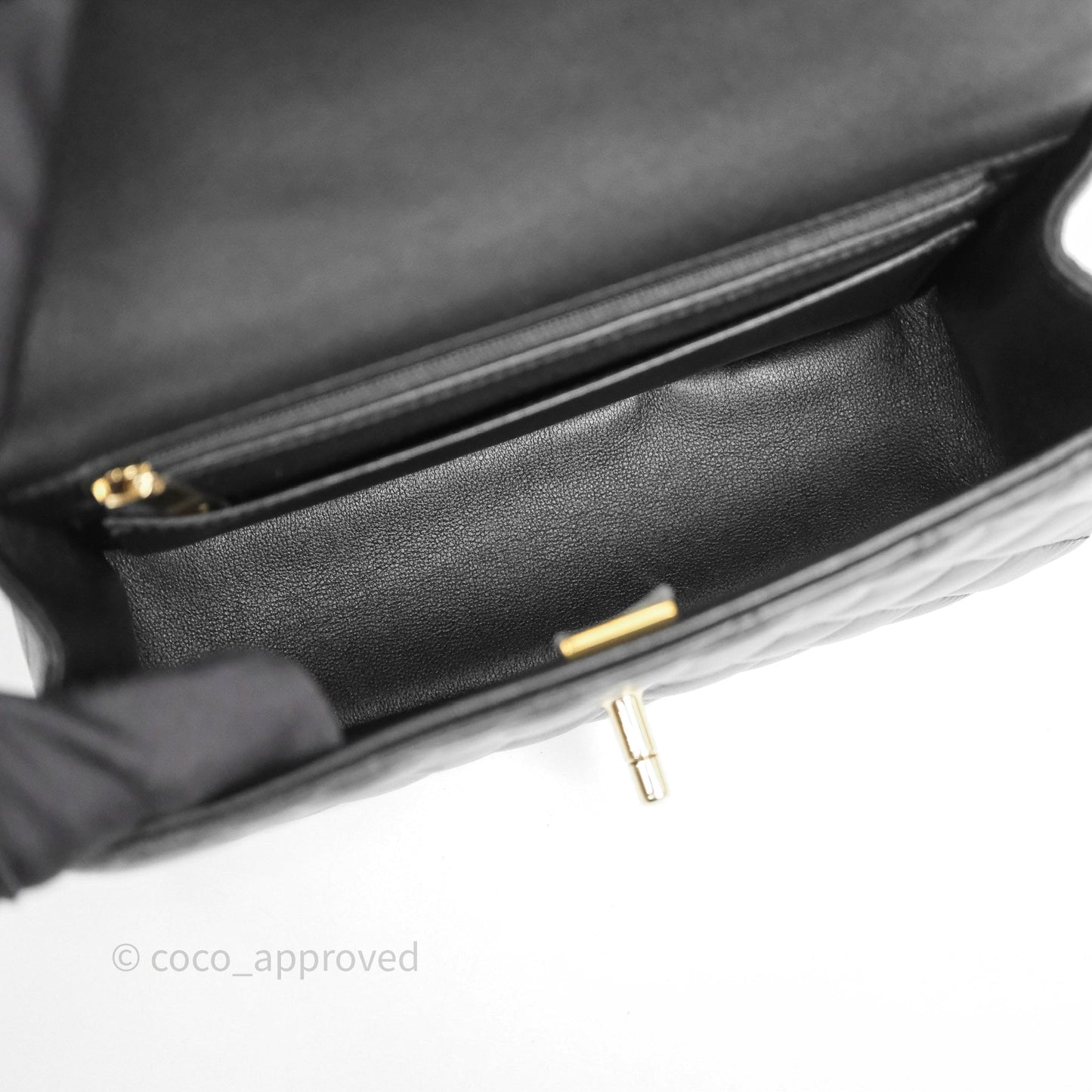 Chanel Top Handle Mini Rectangular Flap Black Lambskin Gold Hardware