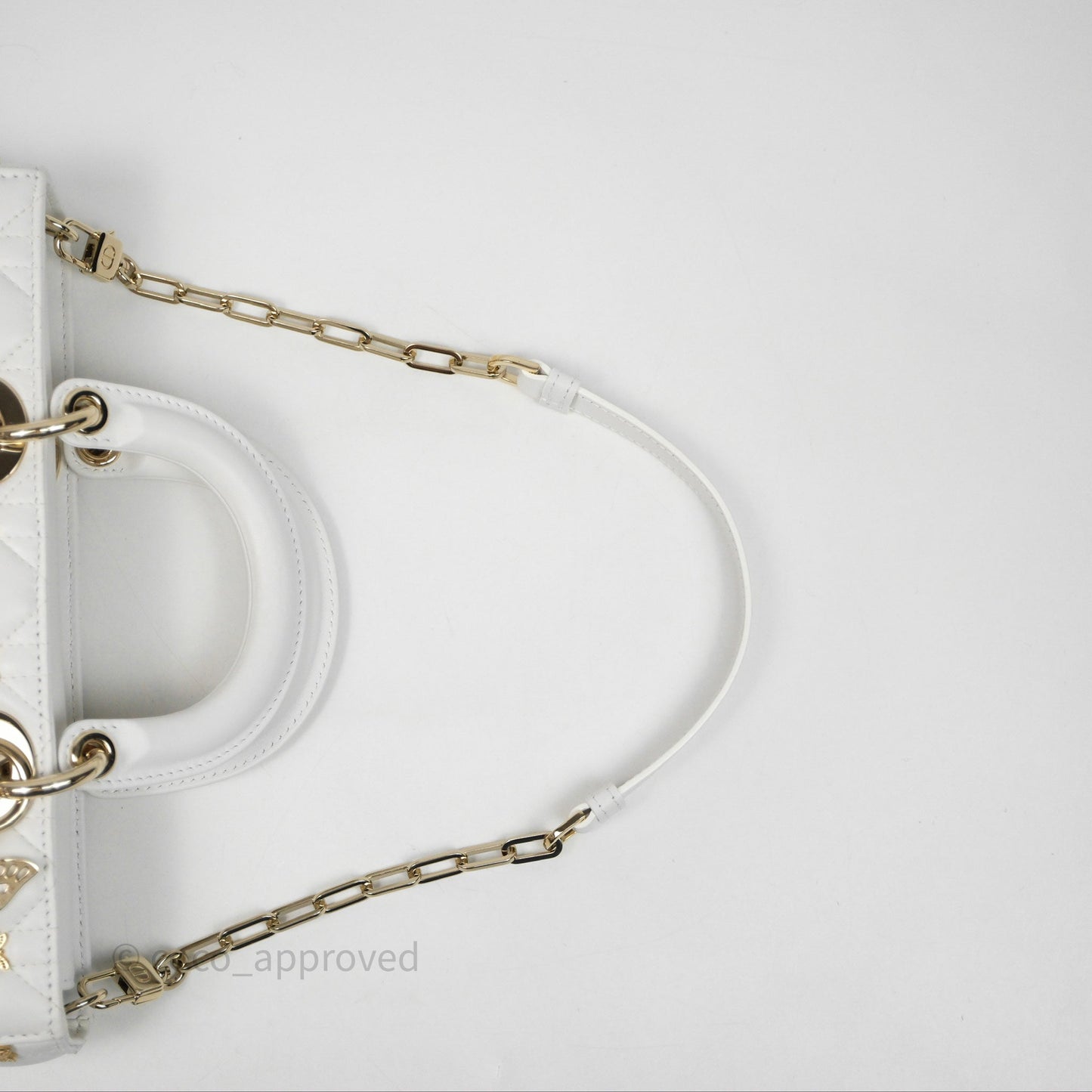 Christian Dior Medium Lady D-Joy Bag Butterfly White Lambskin Cannage Gold Hardware