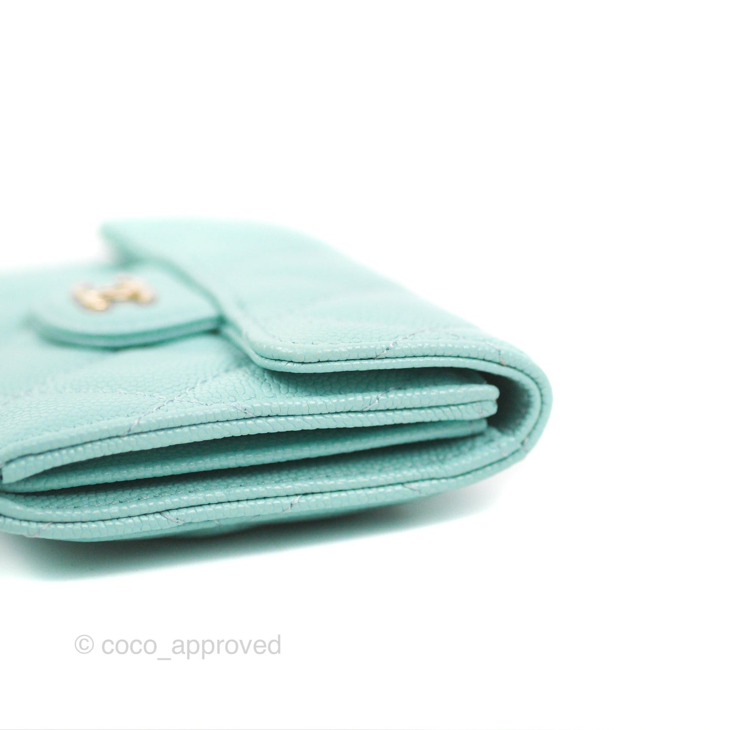 Chanel Classic Flap Coin Purse Tiffany Blue Caviar Silver Hardware