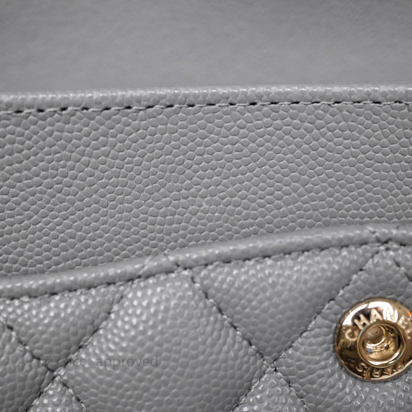 Chanel Small Classic Flap Quilted Grey Caviar Gold Hardware 20C