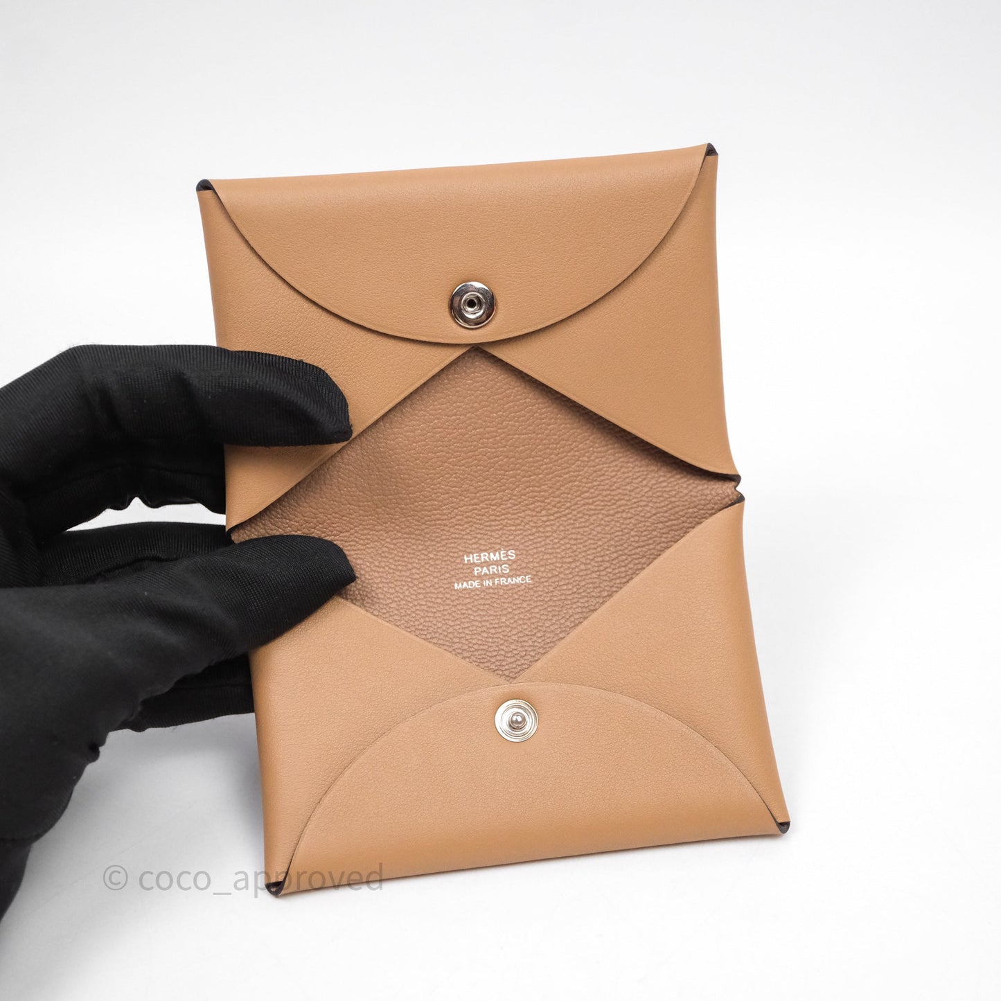 Hermes Calvi Duo Jockey Swift Card Holder 0M Chai