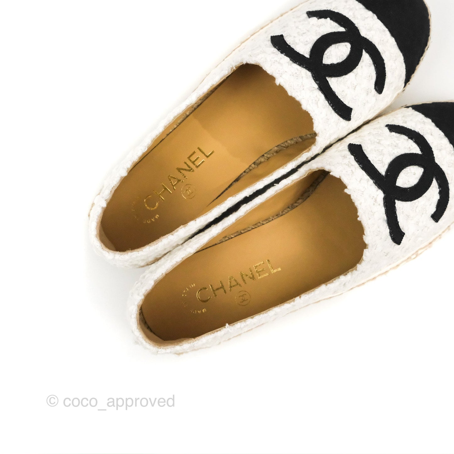Chanel Espadrille Black White Tweed Size 39