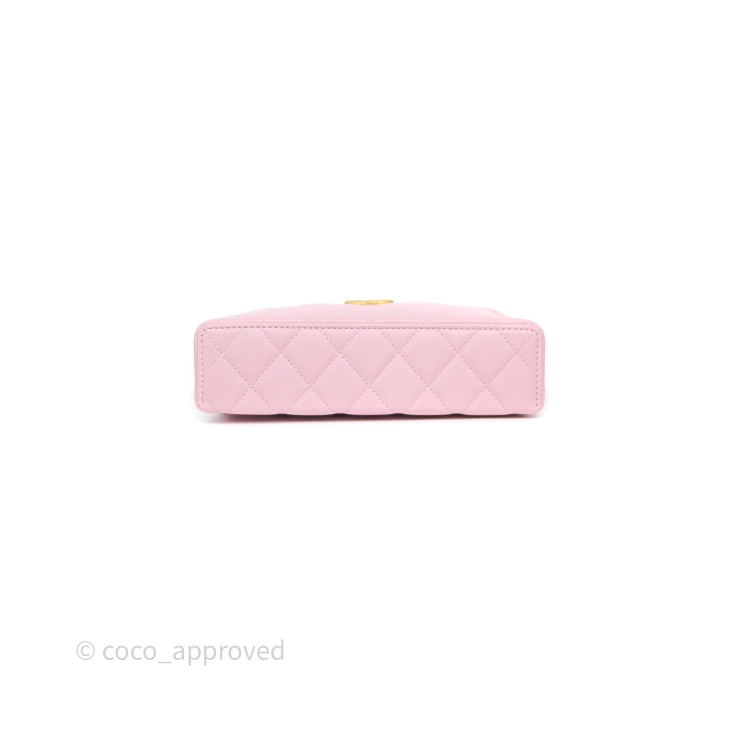 Chanel Top Handle Long Vanity with Chain Pink Caviar Aged Gold Hardware