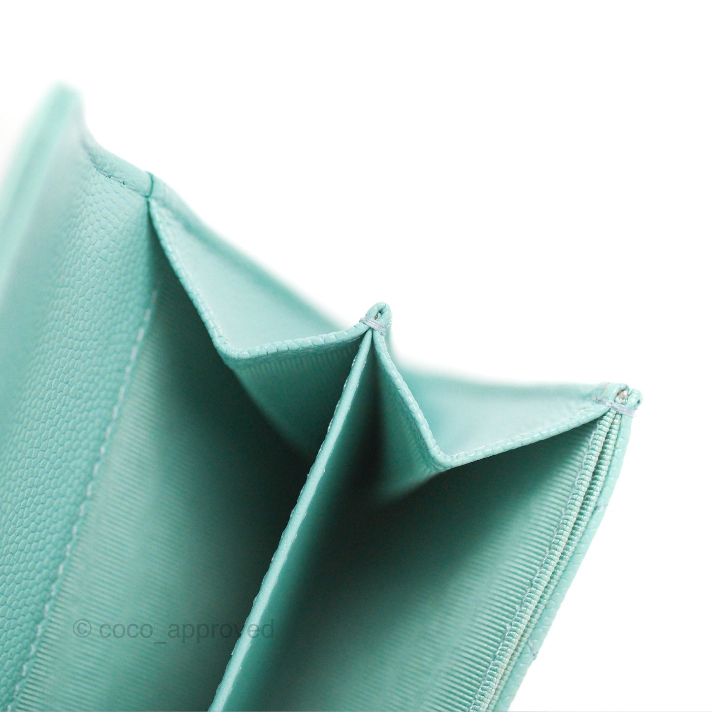 Chanel Classic Flap Coin Purse Tiffany Blue Caviar Silver Hardware