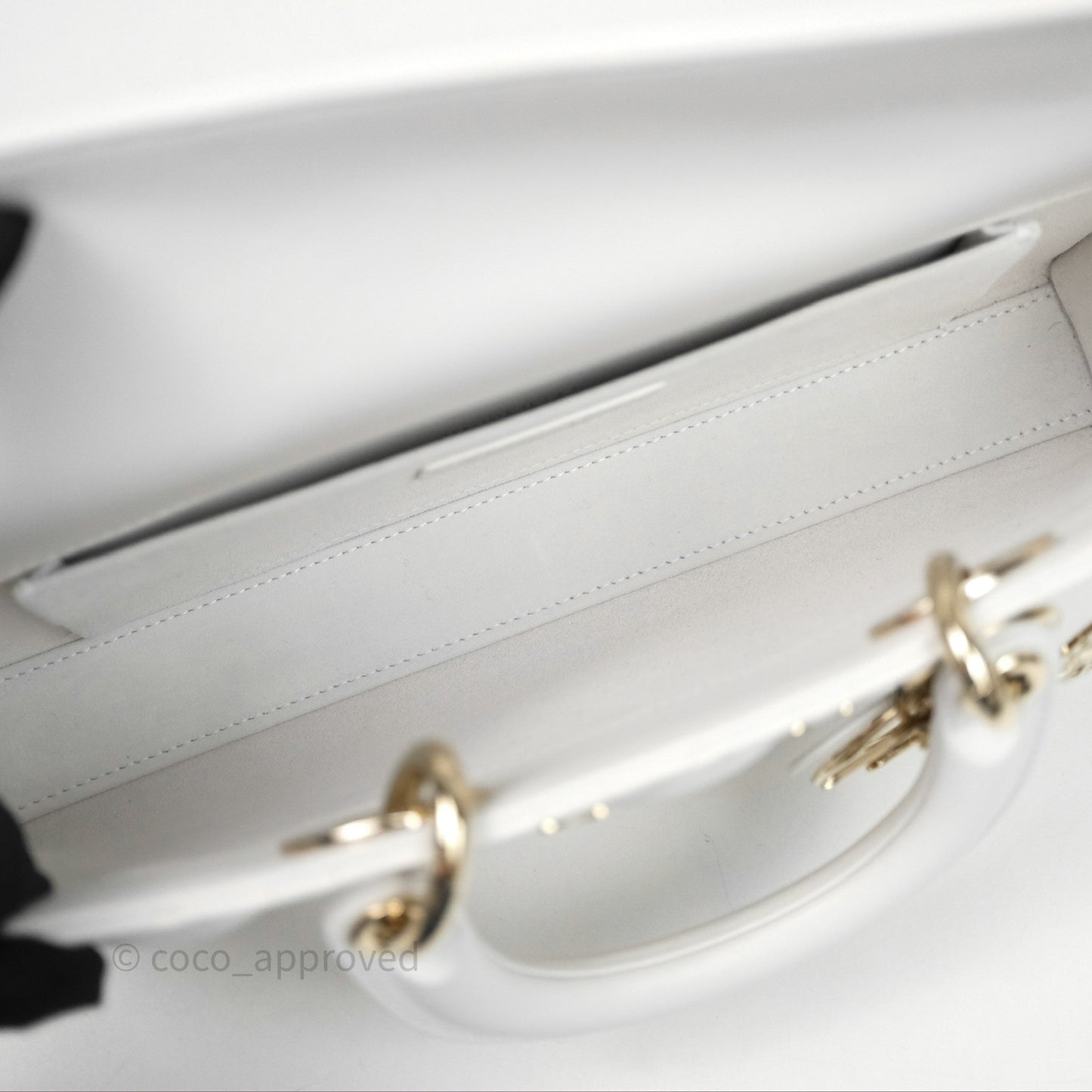 Christian Dior Medium Lady D-Joy Bag Butterfly White Lambskin Cannage Gold Hardware