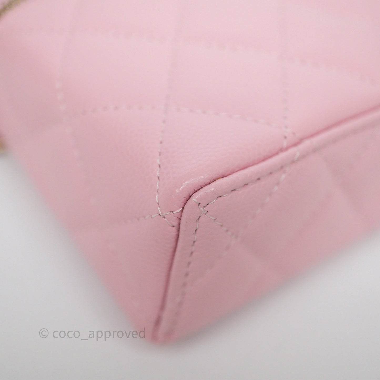 Chanel Top Handle Long Vanity with Chain Pink Caviar Aged Gold Hardware