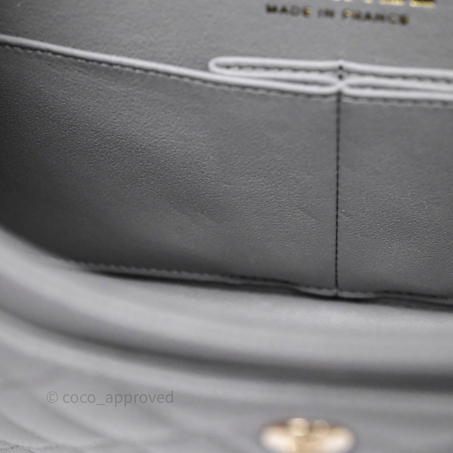 Chanel Small Classic Flap Quilted Grey Caviar Gold Hardware 20C