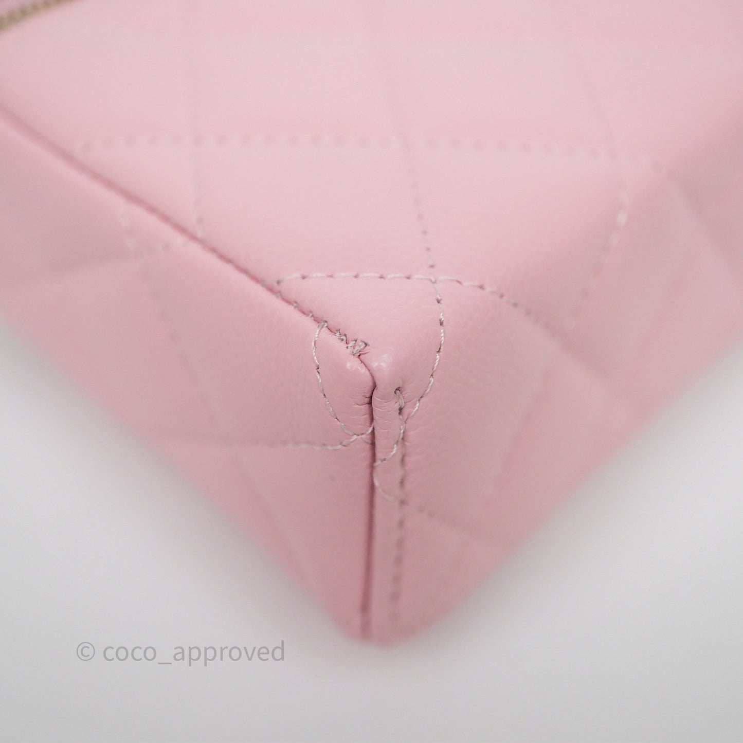 Chanel Top Handle Long Vanity with Chain Pink Caviar Aged Gold Hardware
