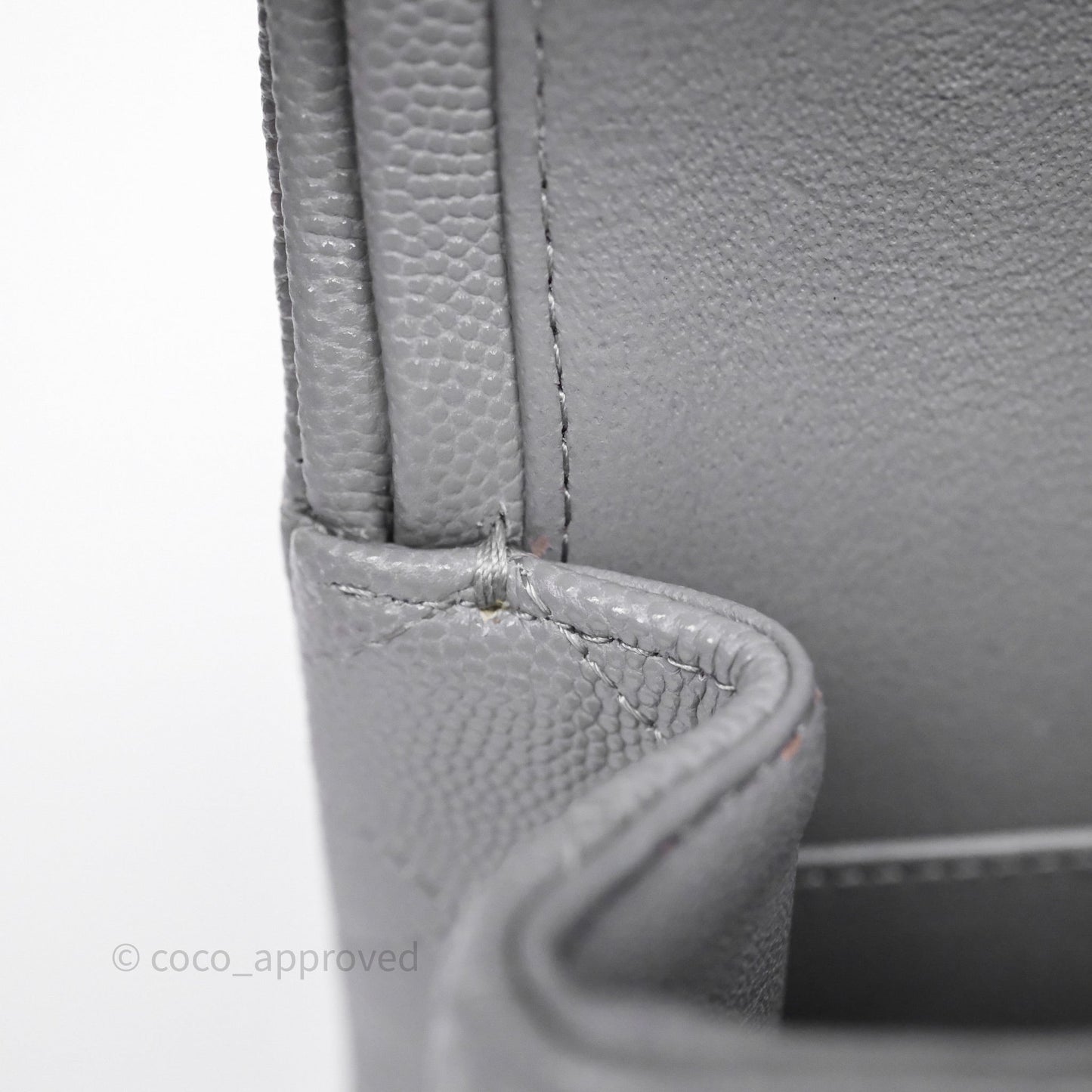 Chanel Small Classic Flap Quilted Grey Caviar Gold Hardware 20C