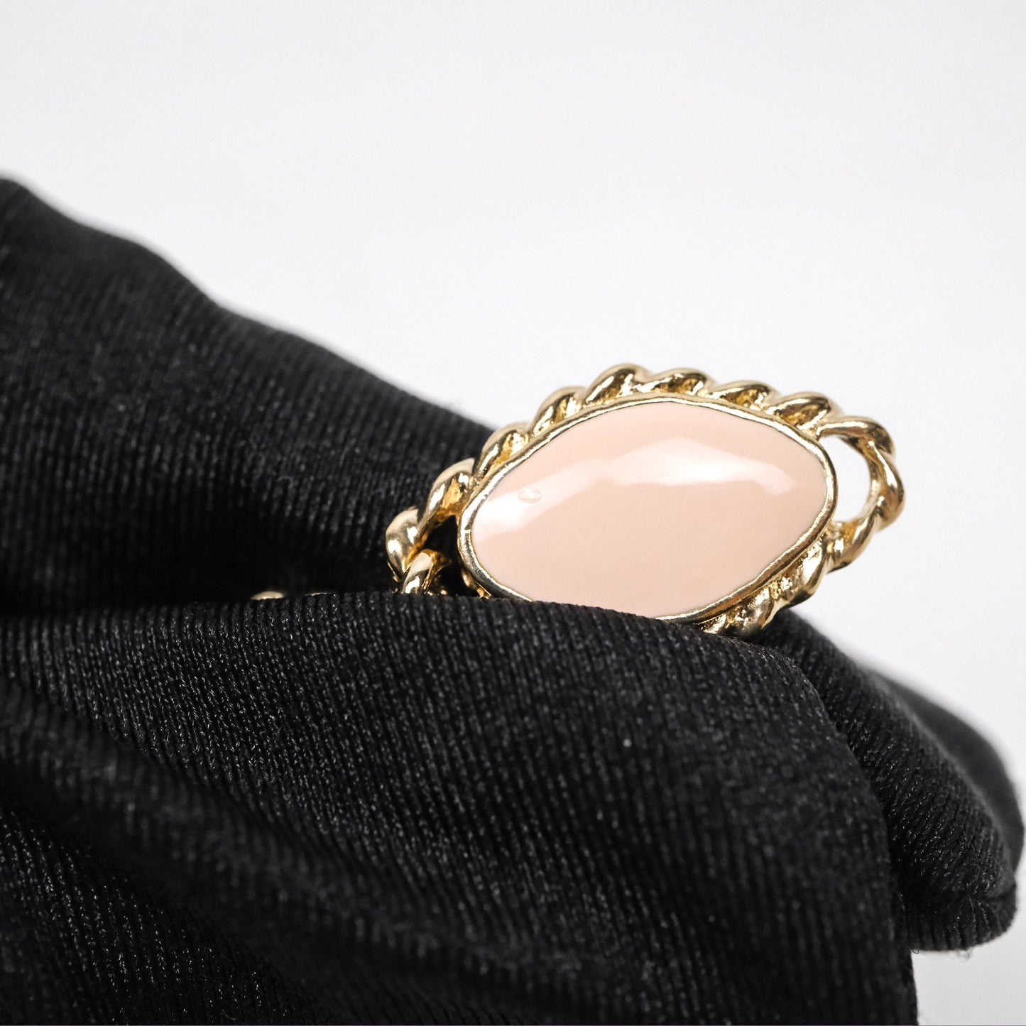 Chanel CC Drop Beige Pink Enamel Earrings Gold Tone 24P