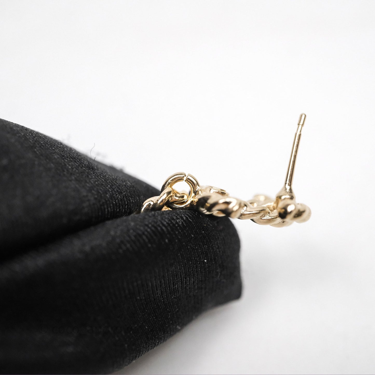 Chanel CC Drop Beige Pink Enamel Earrings Gold Tone 24P