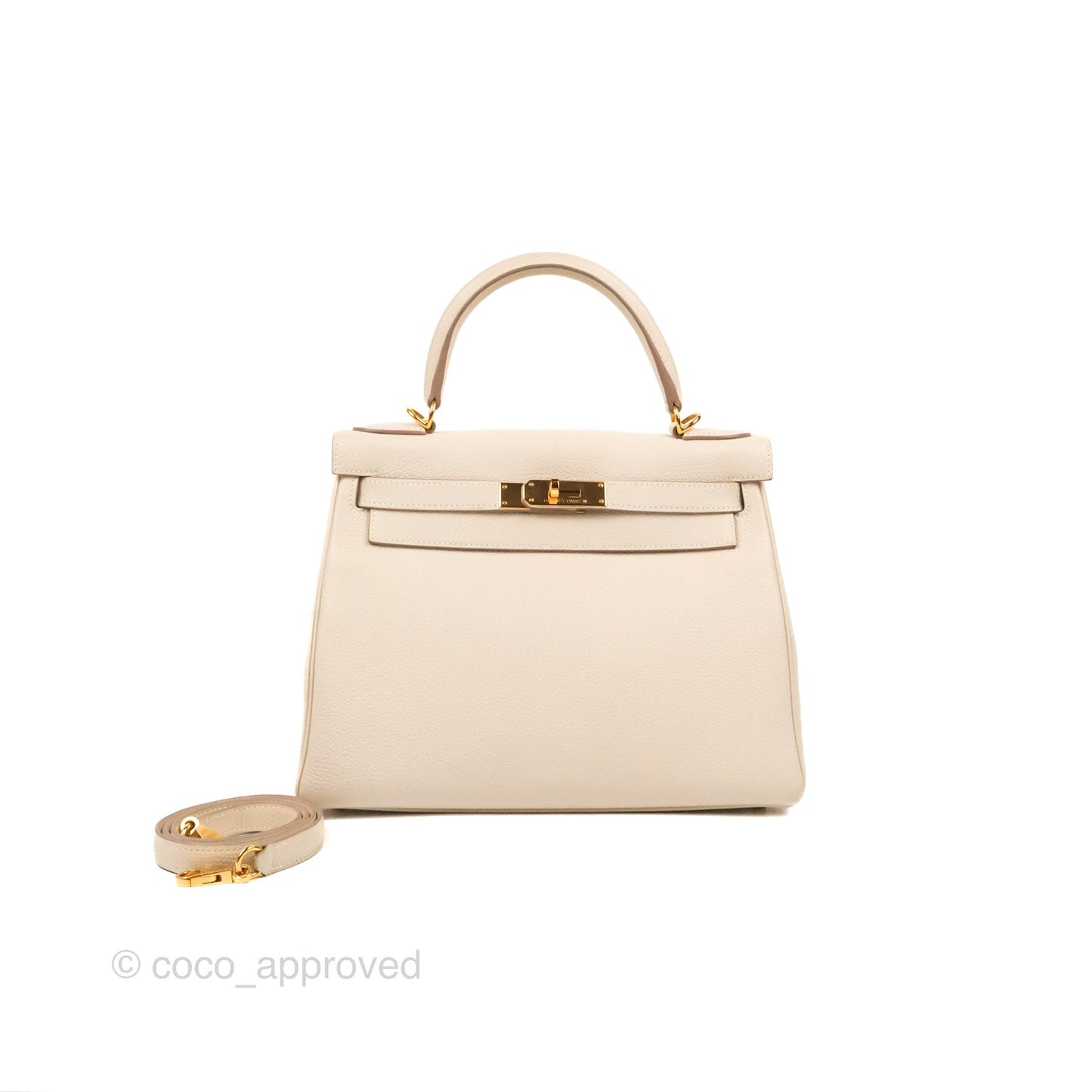 Hermès Kelly Retourne 28 Craie Togo Gold Hardware