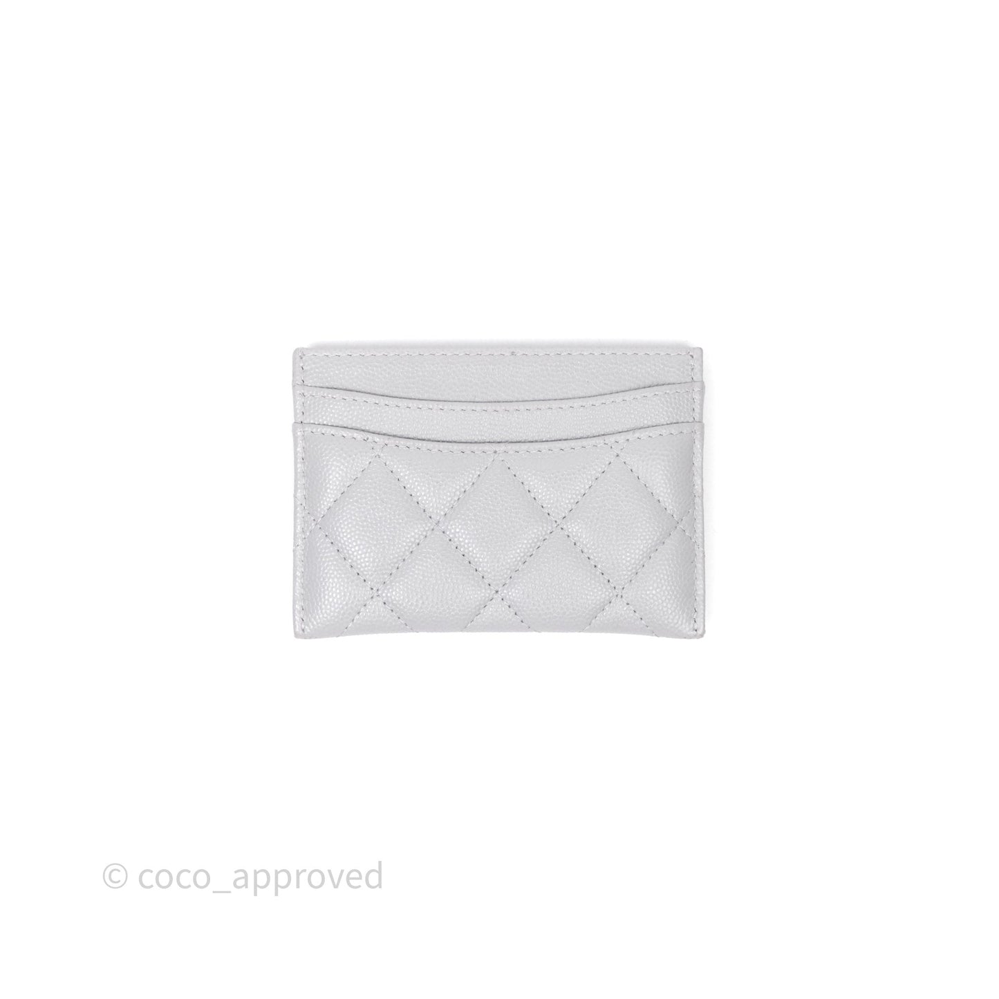 Chanel Classic Flat Card Holder Grey Caviar Gold Hardware