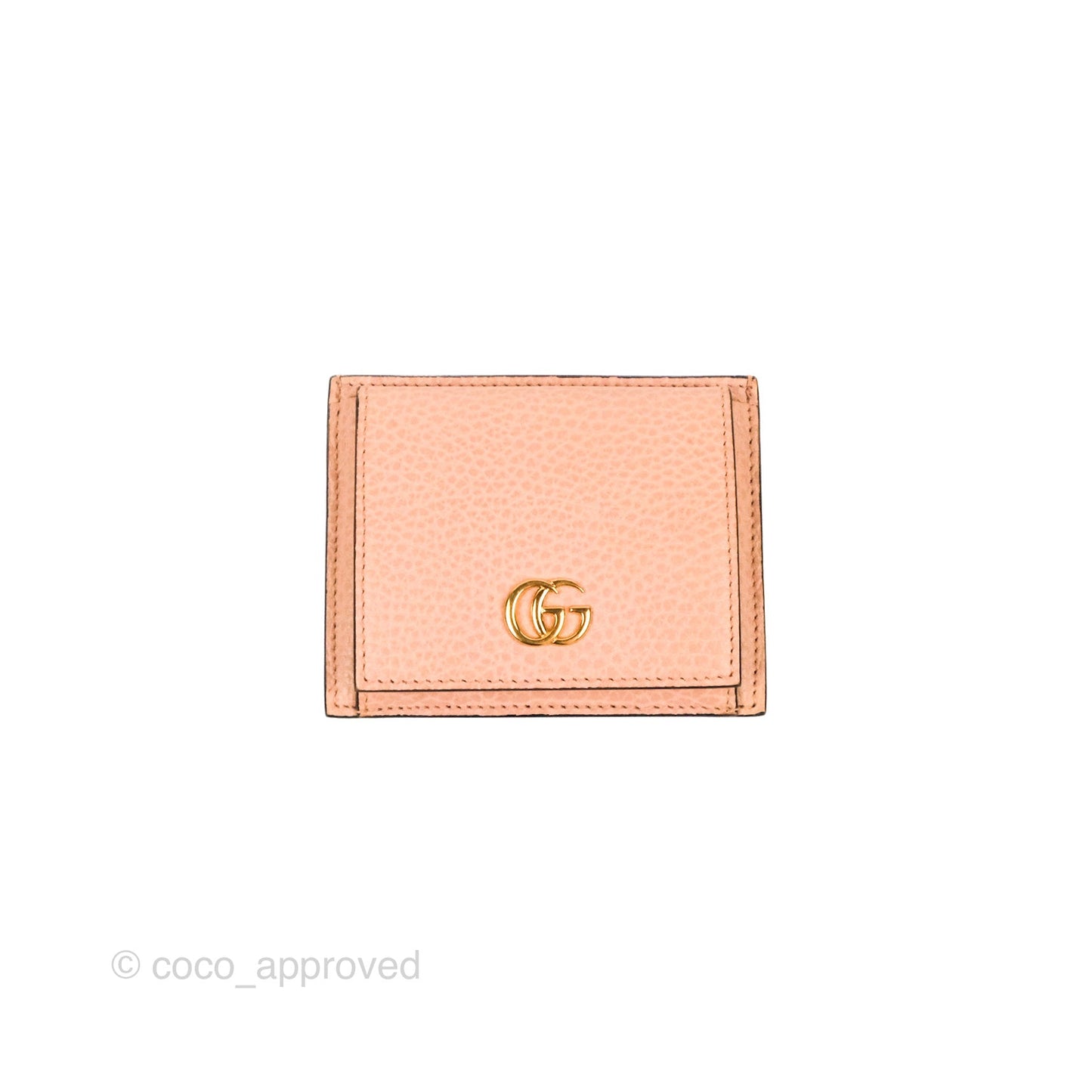 Gucci GG Marmont Coin Card Holder Pink Grained Leather