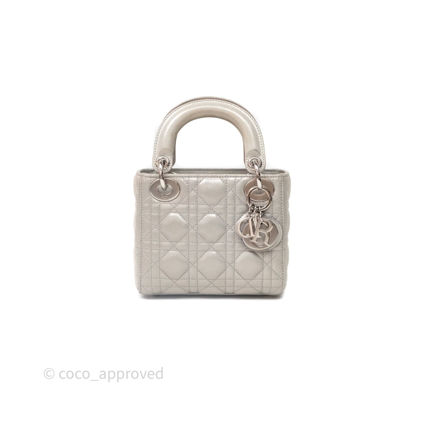 Christian Dior Mini Lady Dior Metallic Silver Nubuck Silver Hardware