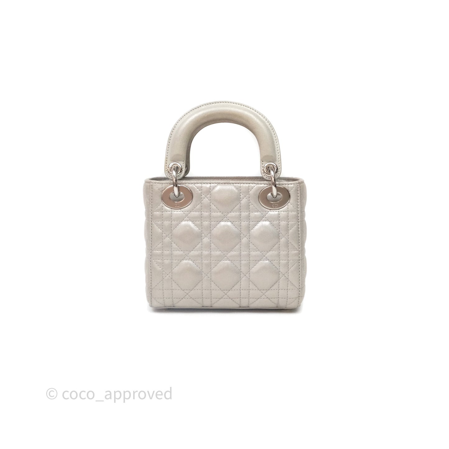 Christian Dior Mini Lady Dior Metallic Silver Nubuck Silver Hardware