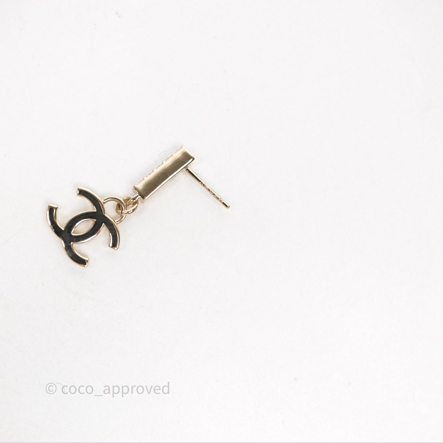 Chanel CC Crystals Drop Earrings Gold Tone 24V